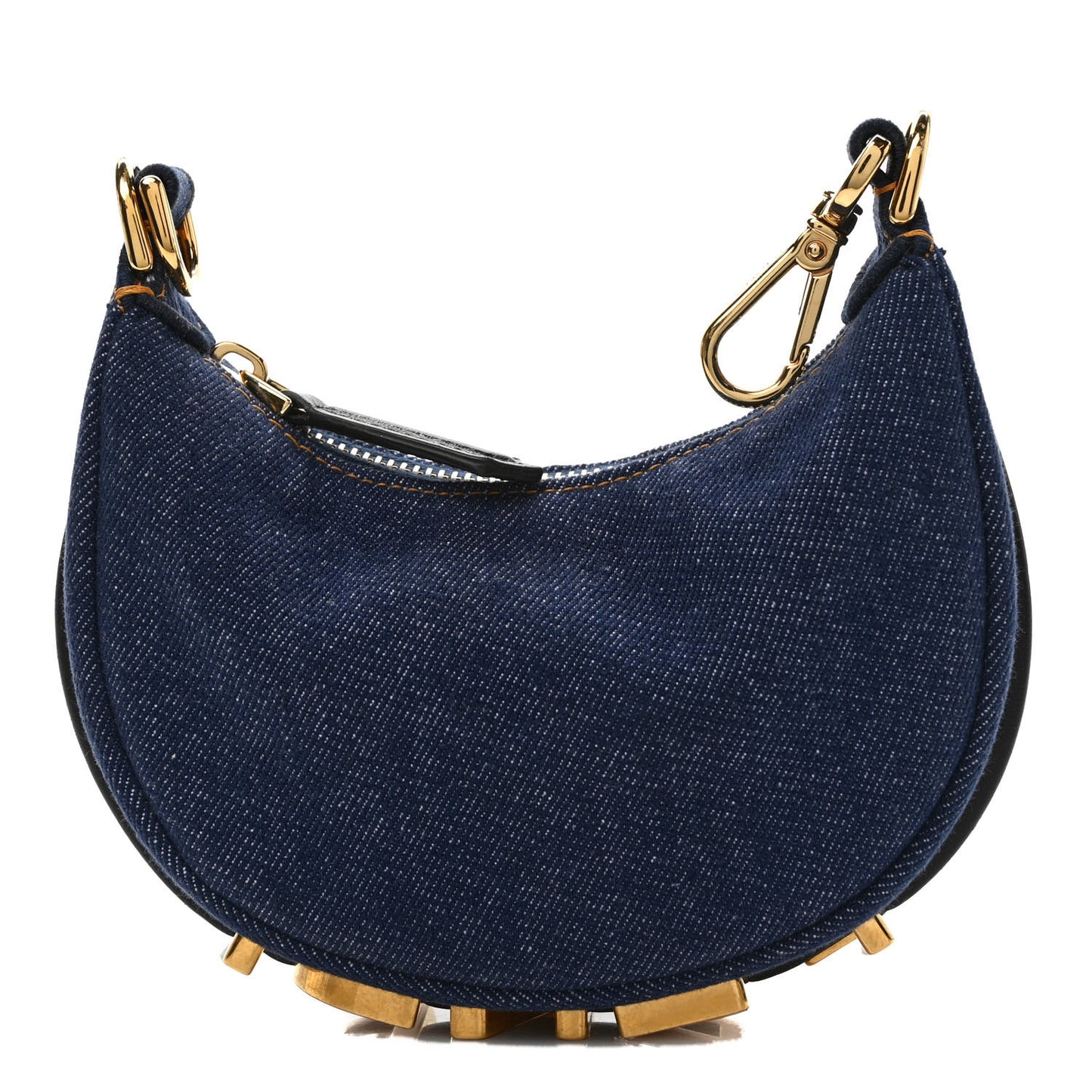 Denim Shiny Nappa Nano Fendigraphy Hobo Charm Blue Moro