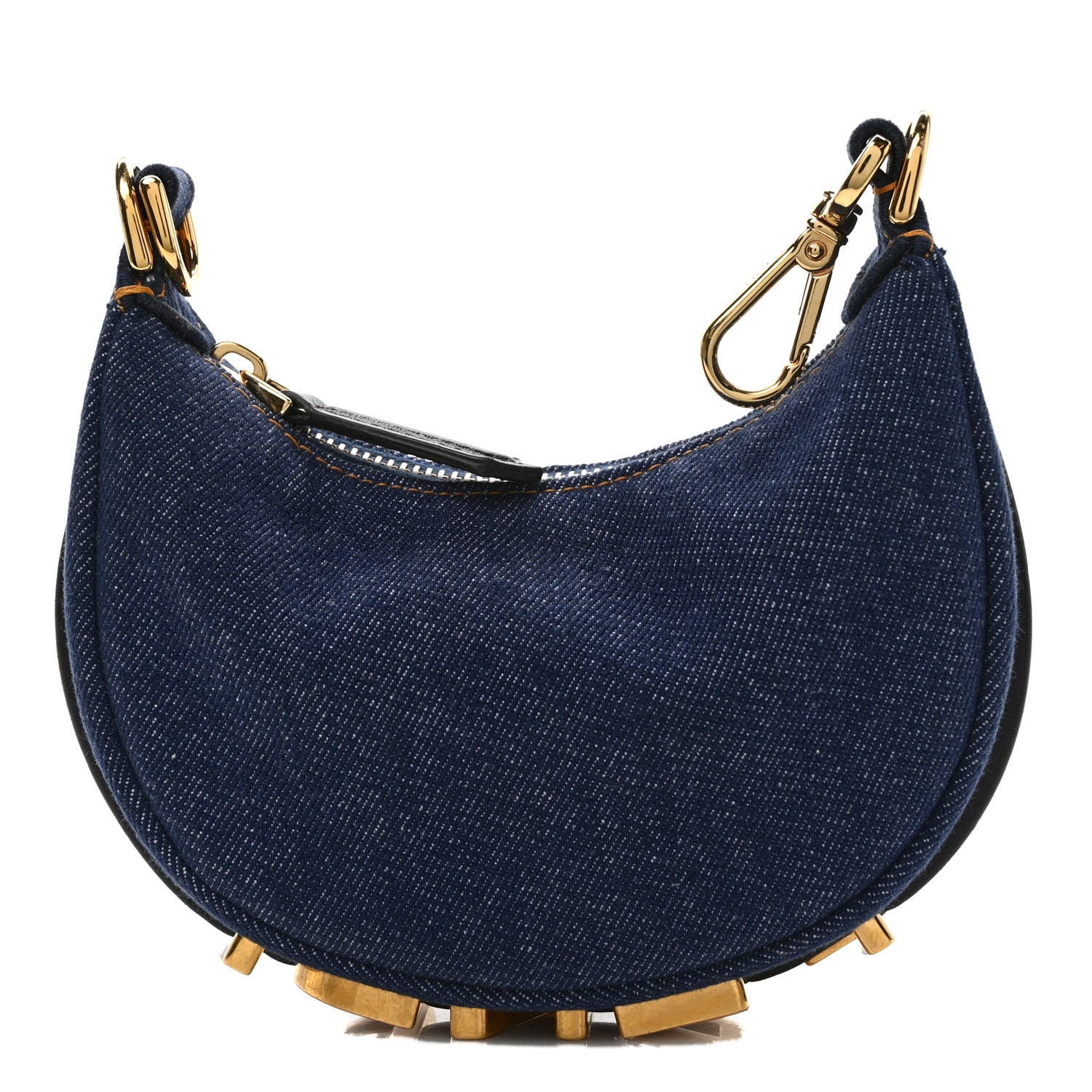 Fendi Denim Shiny Nappa Nano Fendigraphy Hobo Charm Blue Moro 1 of 7