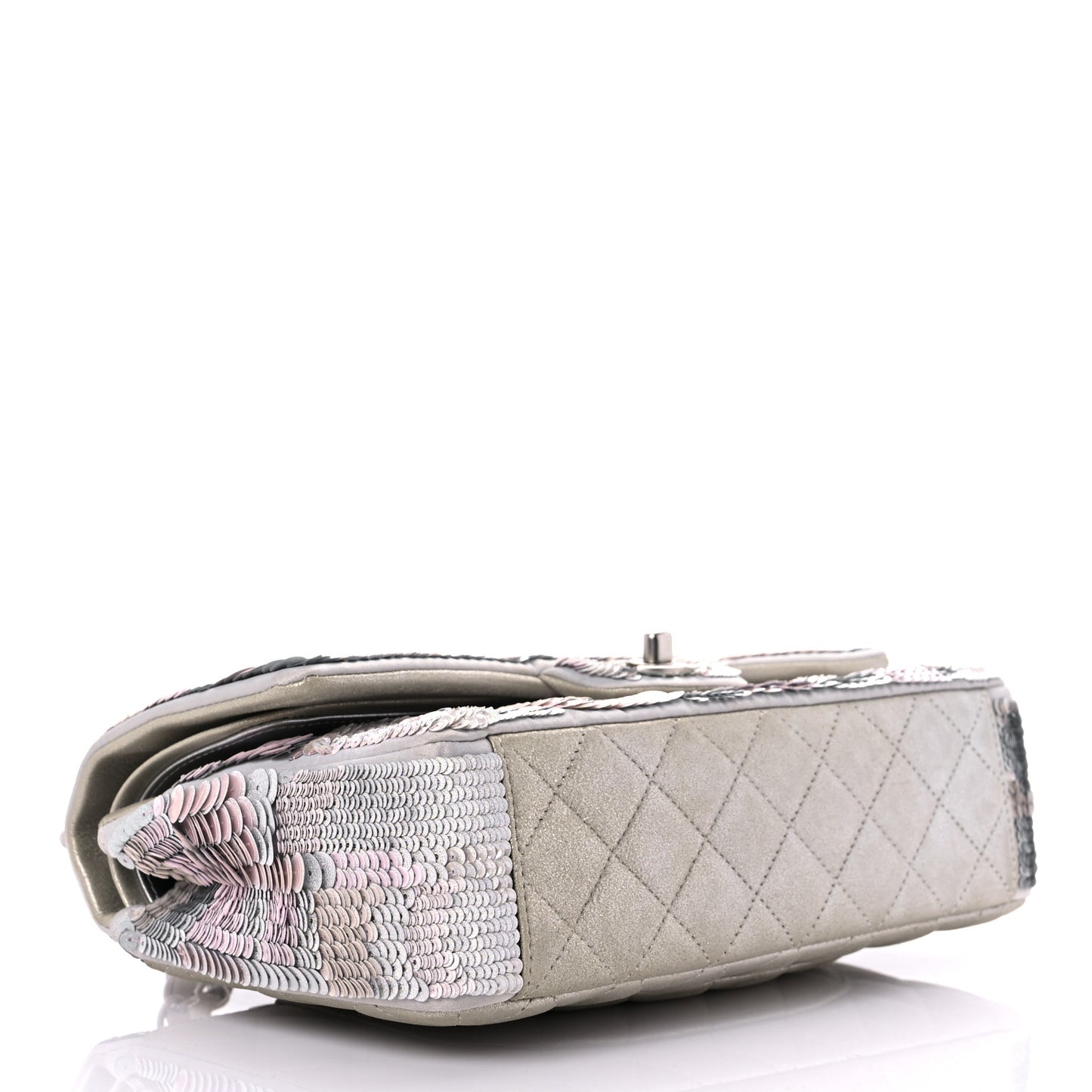 Sequin CC Small Double Flap Silver