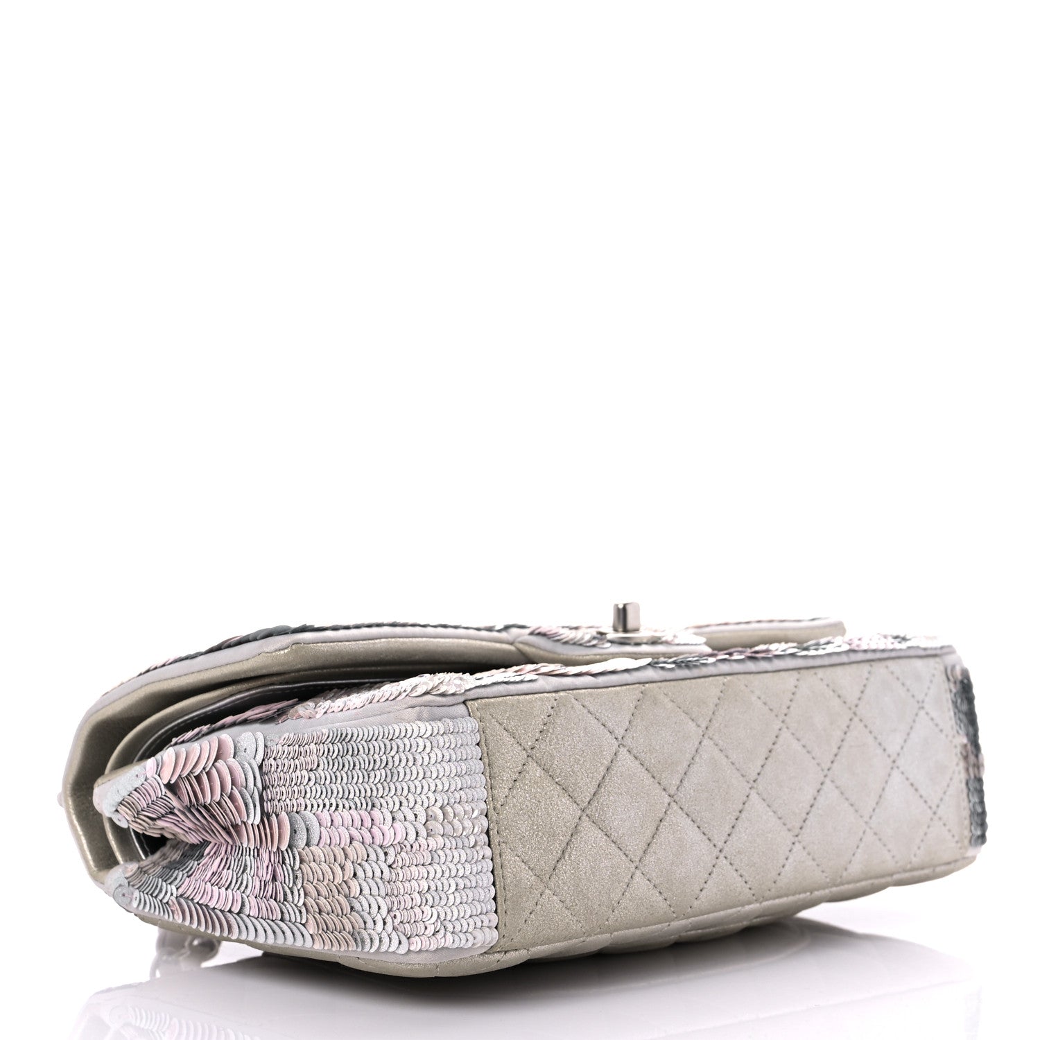 Chanel Sequin CC Small Double Flap Silver 4 of 12