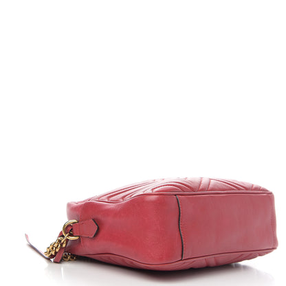 Gucci Calfskin Matelasse Medium GG Marmont Chain Shoulder Bag Hibiscus Red 3 of 11