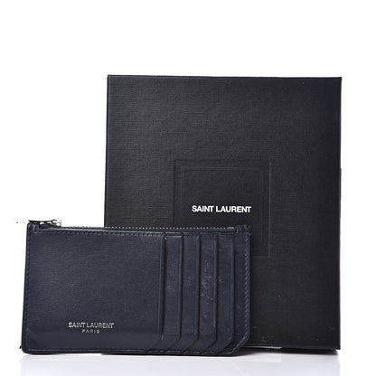 Saint Laurent Calfskin 5 Fragments Zip Pouch Card Holder Deep Marine 11 of 11