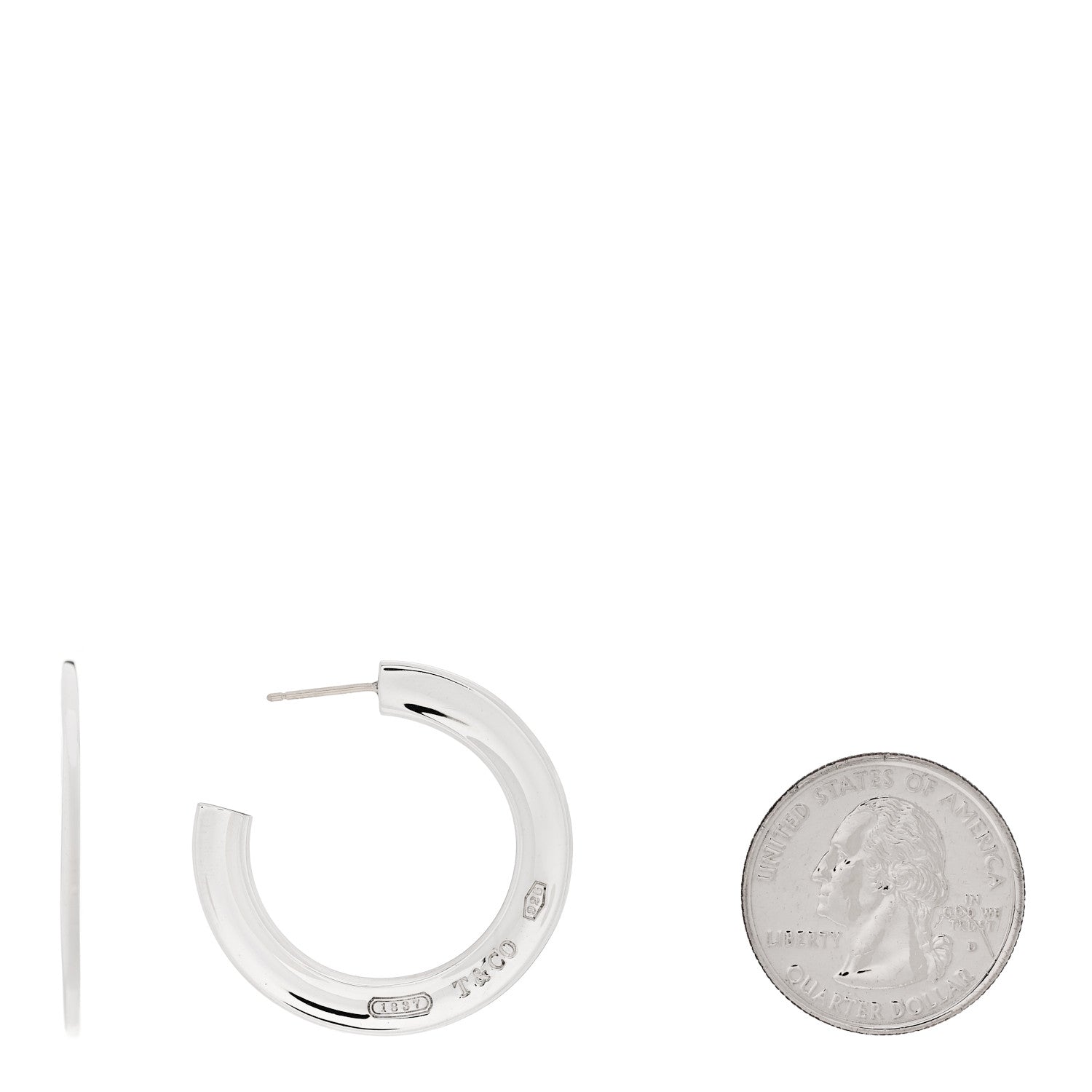 Tiffany Sterling Silver Large 1837 Flat Hoop Earrings 2 of 5