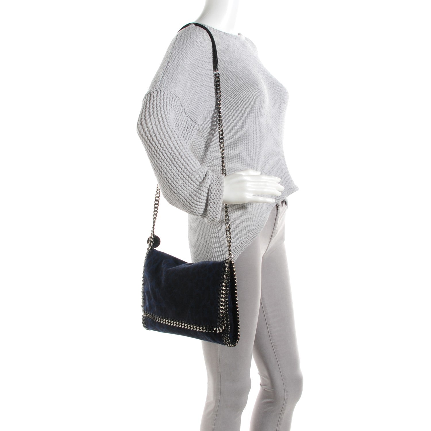 Stella McCartney Linen Leopard Falabella Crossbody Blue 2 of 8