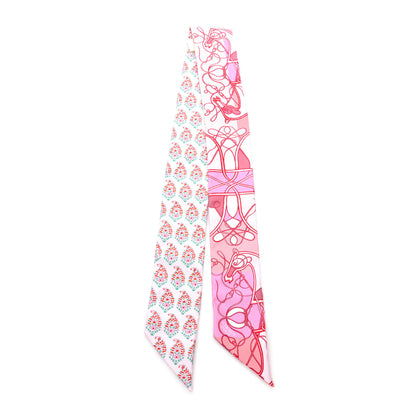 Hermes Silk Coup De Fouet Au Bloc Twilly Rose Nacre Turquoise 2 of 4