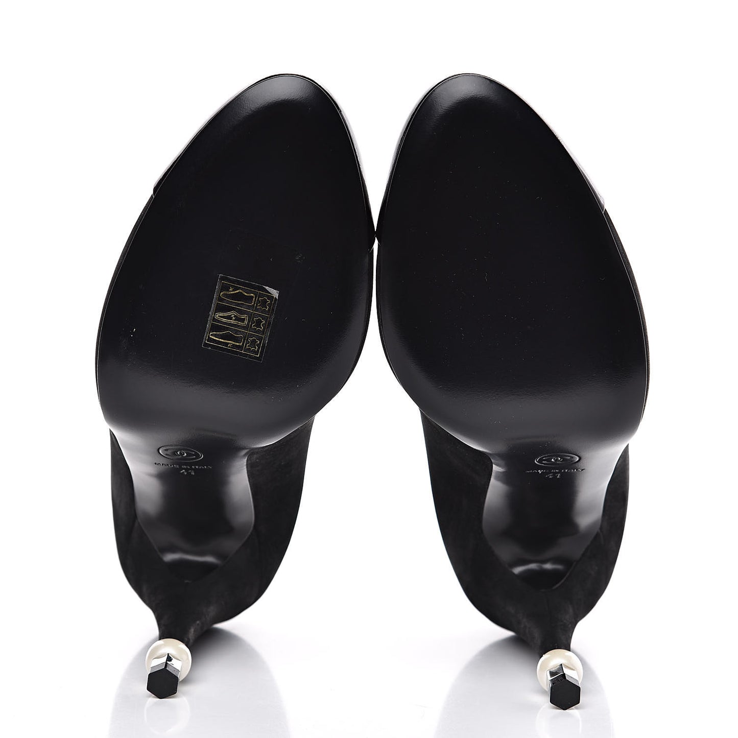 Patent Suede Calfskin Pearl Cap Toe Pumps 41 Black