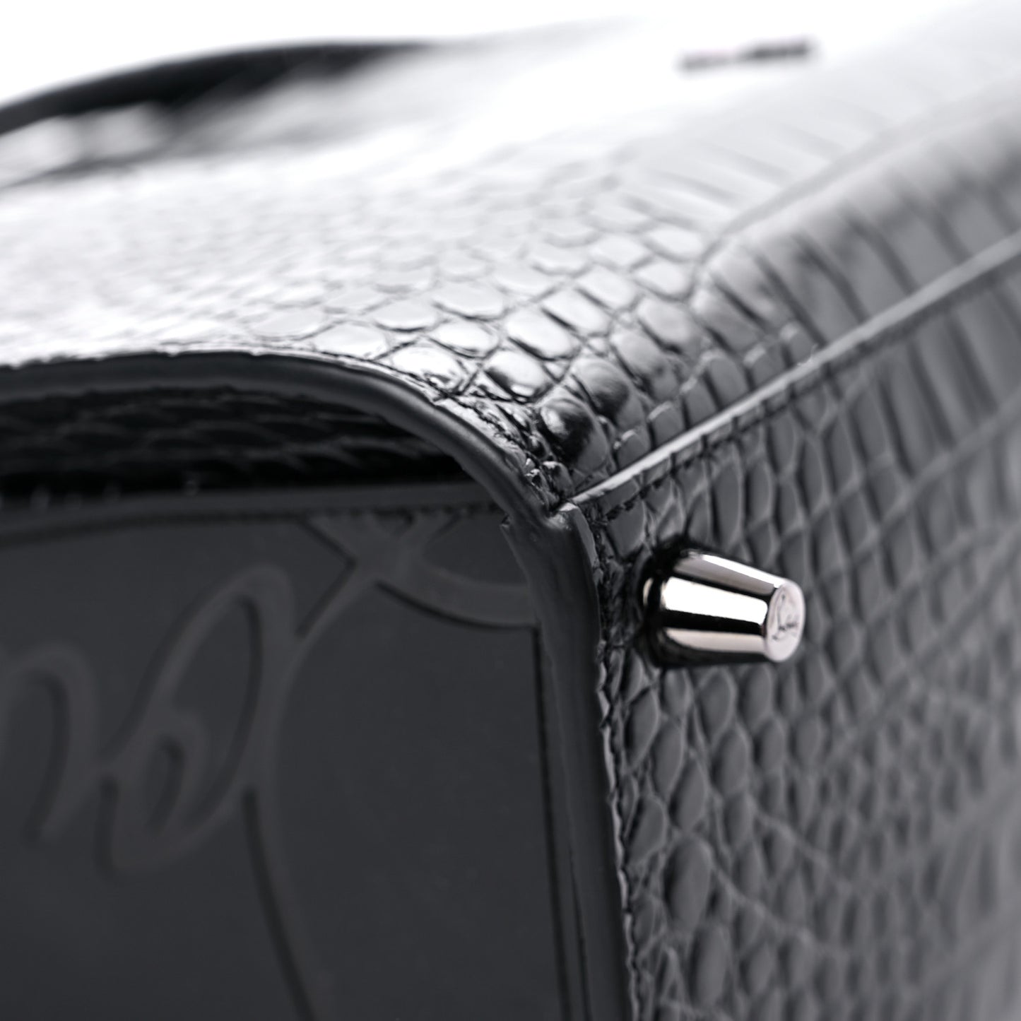 Calfskin Alligator Embossed Studded Medium Paloma Black