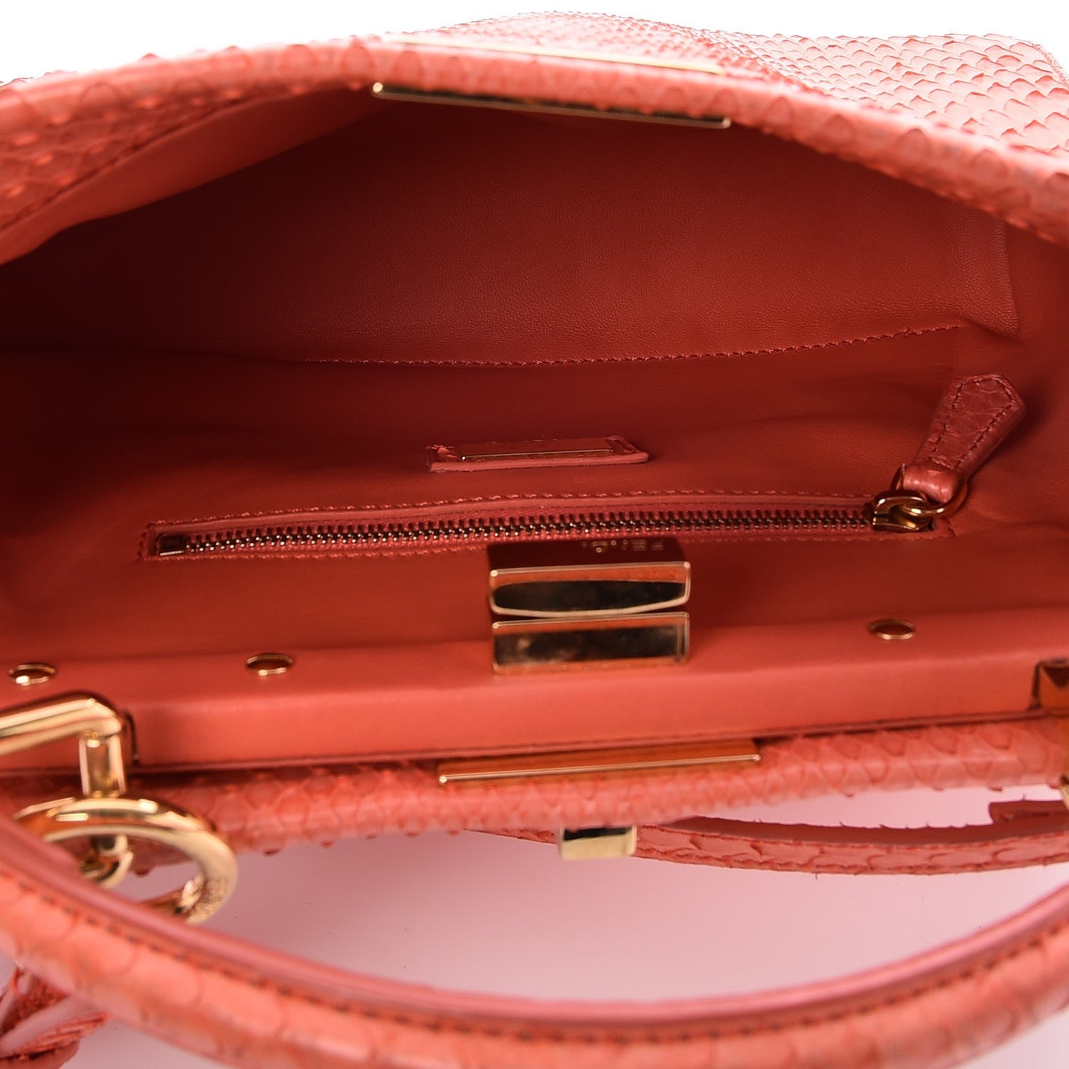 Fendi Python Mini Peekaboo Iconic Satchel Coral 6 of 8
