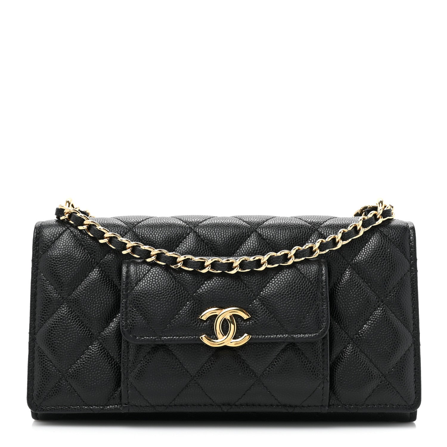 Chanel Caviar Quilted Pocket Twins Wallet On Chain WOC Black 1 of 17