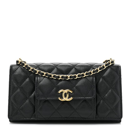 Chanel Caviar Quilted Pocket Twins Wallet On Chain WOC Black 1 of 17