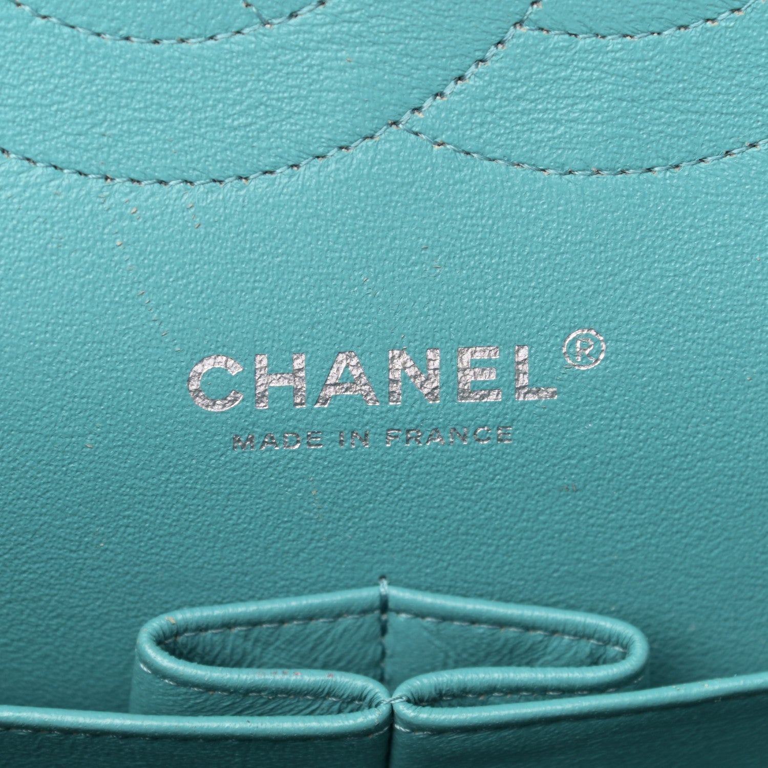 Chanel Lambskin Quilted Tri-Color Jumbo Double Flap Navy Blue Green 10 of 39