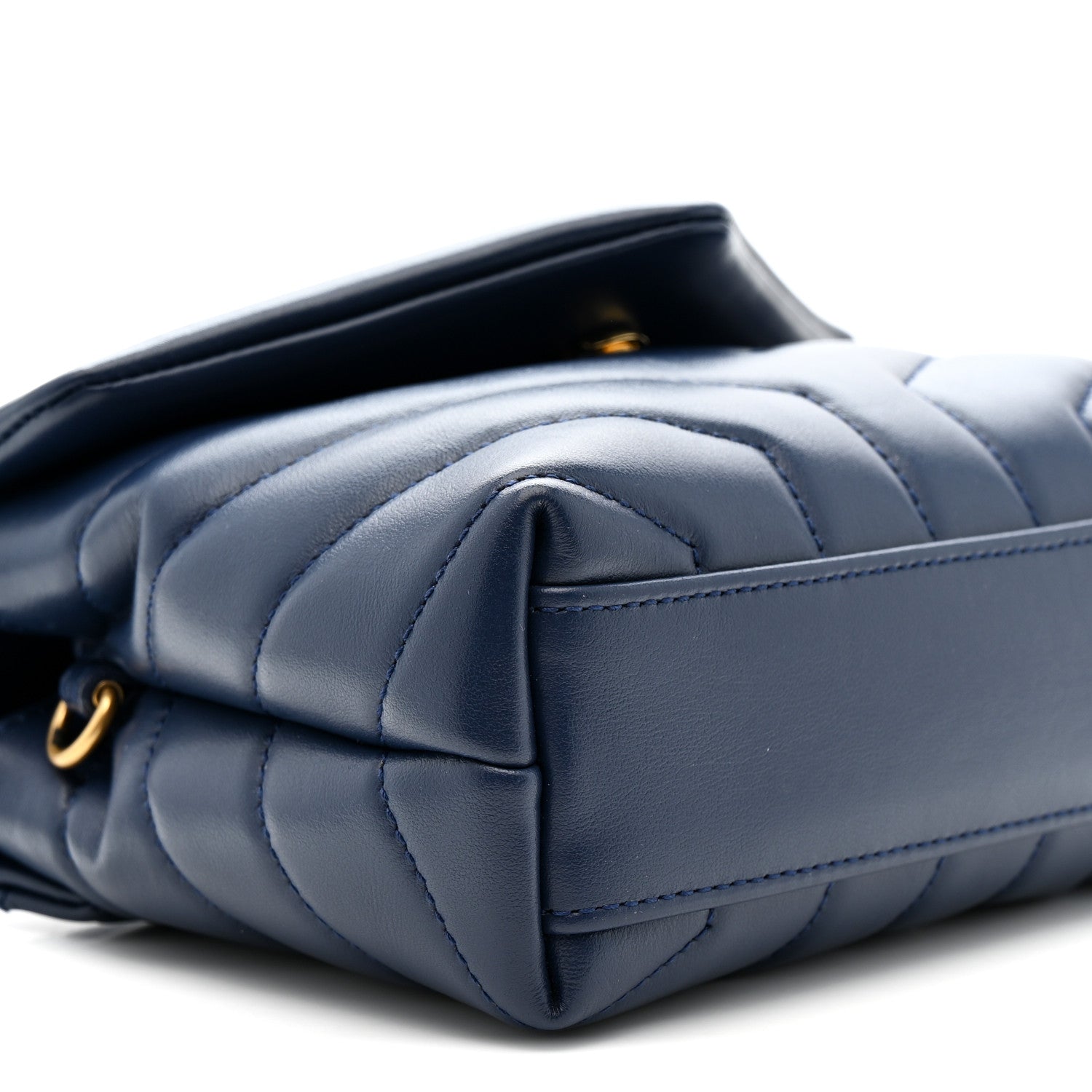 Saint Laurent Calfskin Y Quilted Monogram Toy Loulou Crossbody Bag Blue Charron 10 of 12