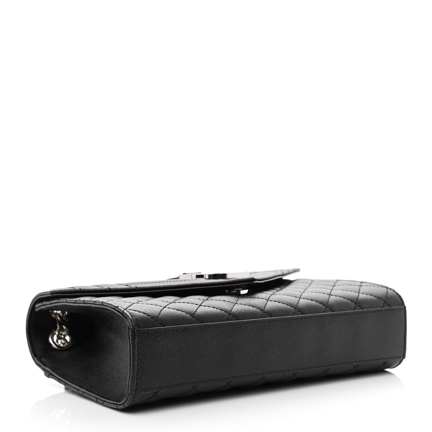 Saint Laurent Grain De Poudre Textured Mixed Matelasse Triquilt Medium Monogram Satchel Black 3 of 10