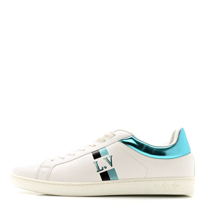 Louis Vuitton Calfskin Mens Luxembourg Sneakers 9.5 White Bleu 1 of 10