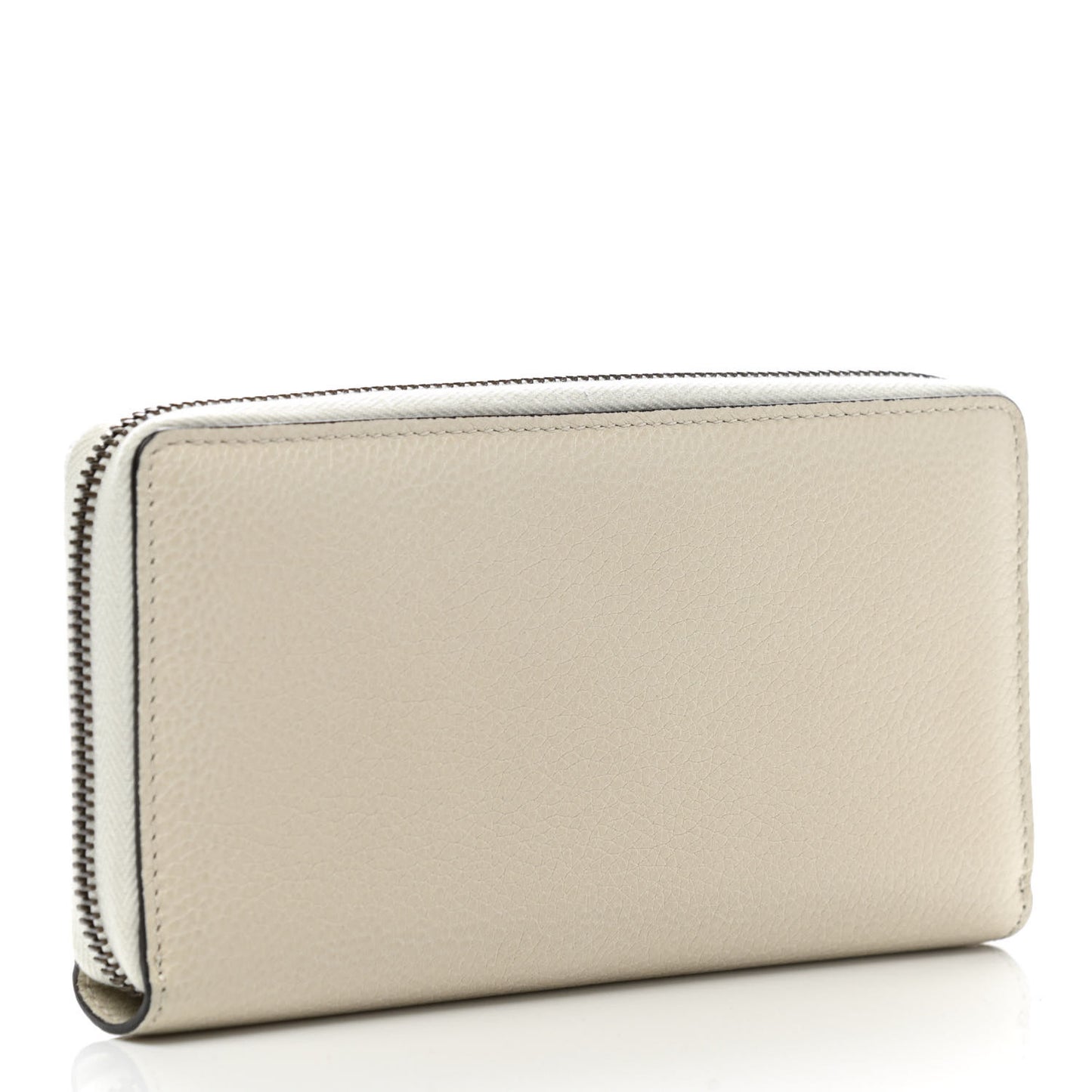Calfskin Logo Zip Around Wallet White