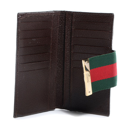 Gucci Monogram Calfskin Ladies Web Continental Wallet Beige Ebony Cocoa 5 of 7