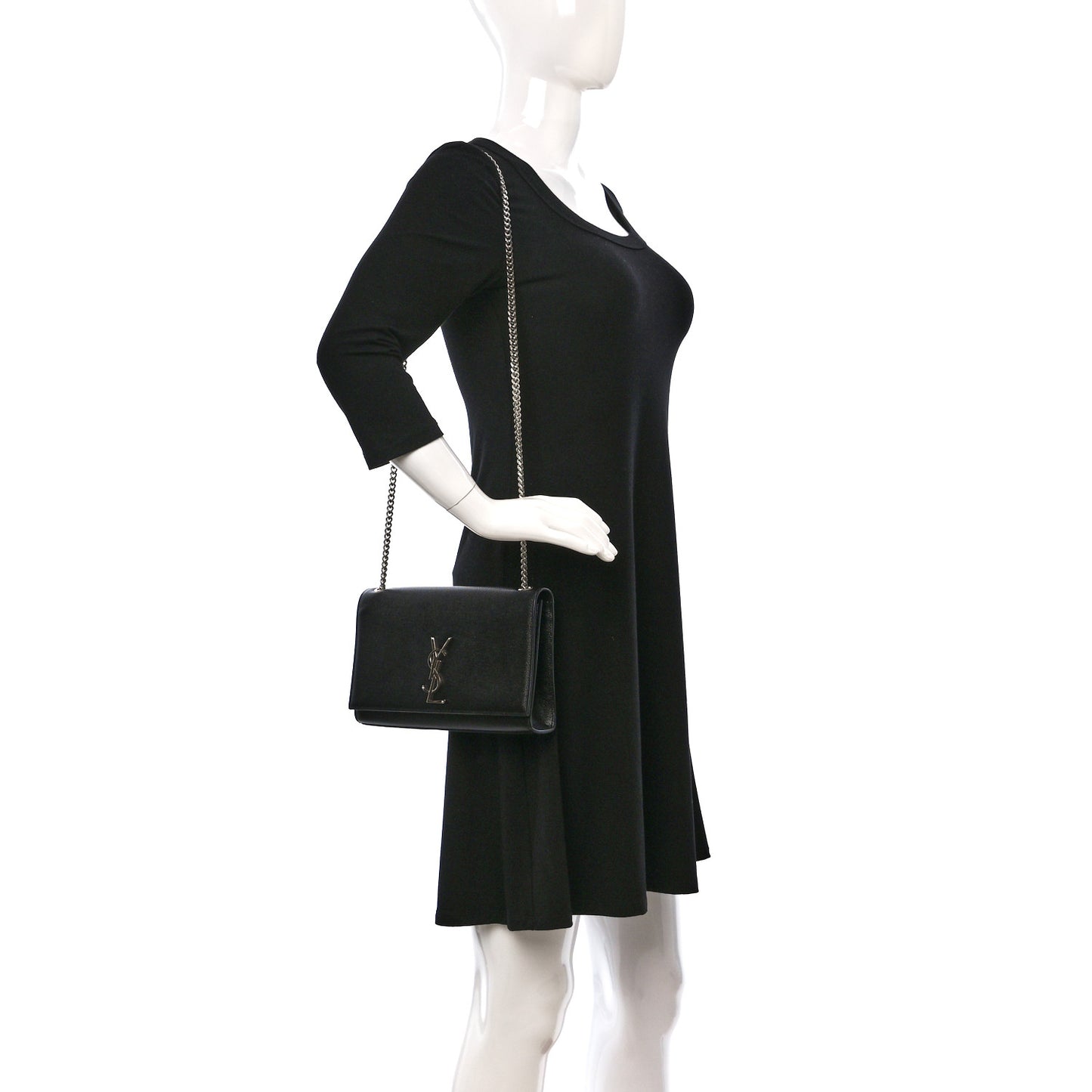 Grain De Poudre Medium Classic Monogram Kate Satchel Black