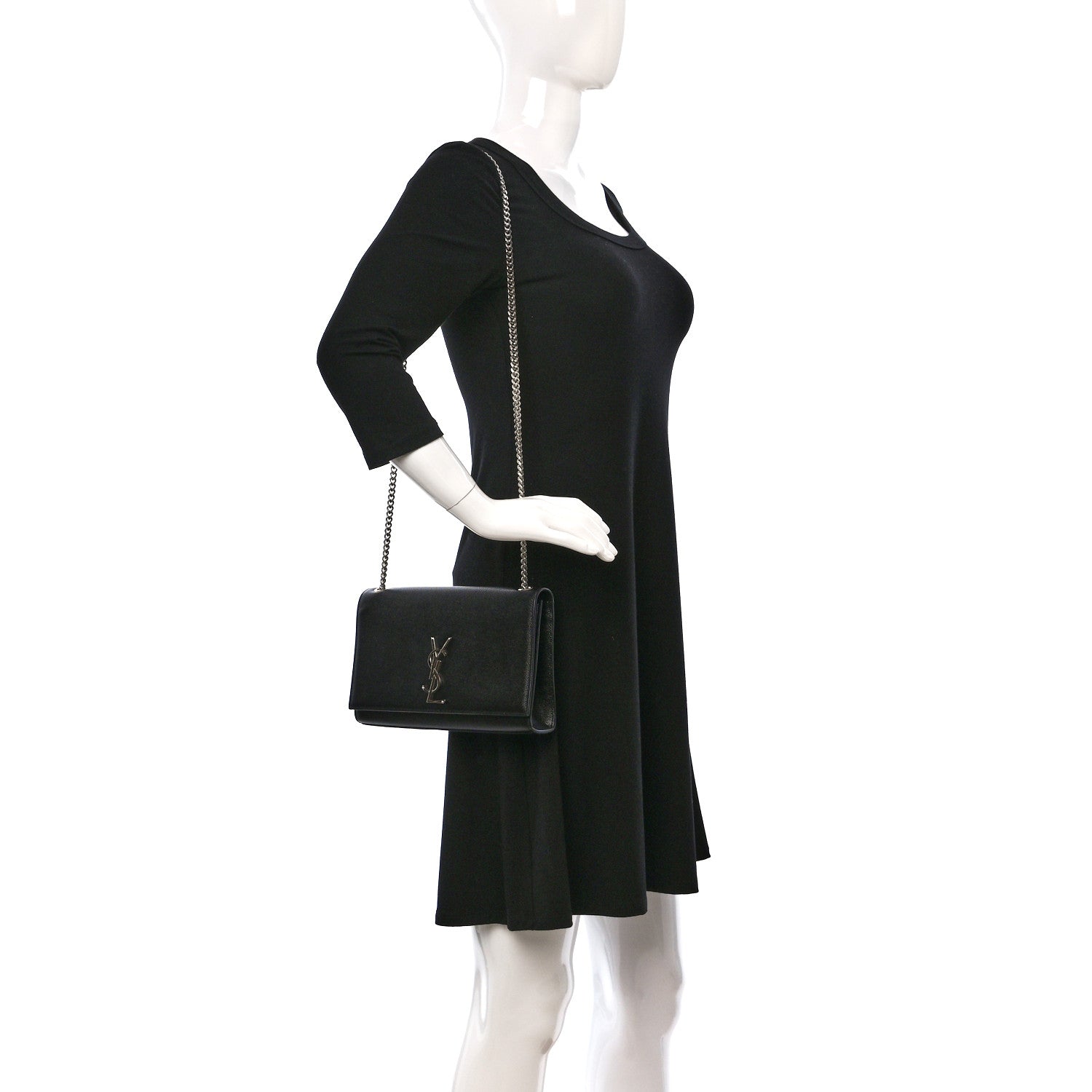 Saint Laurent Grain De Poudre Medium Classic Monogram Kate Satchel Black 2 of 13