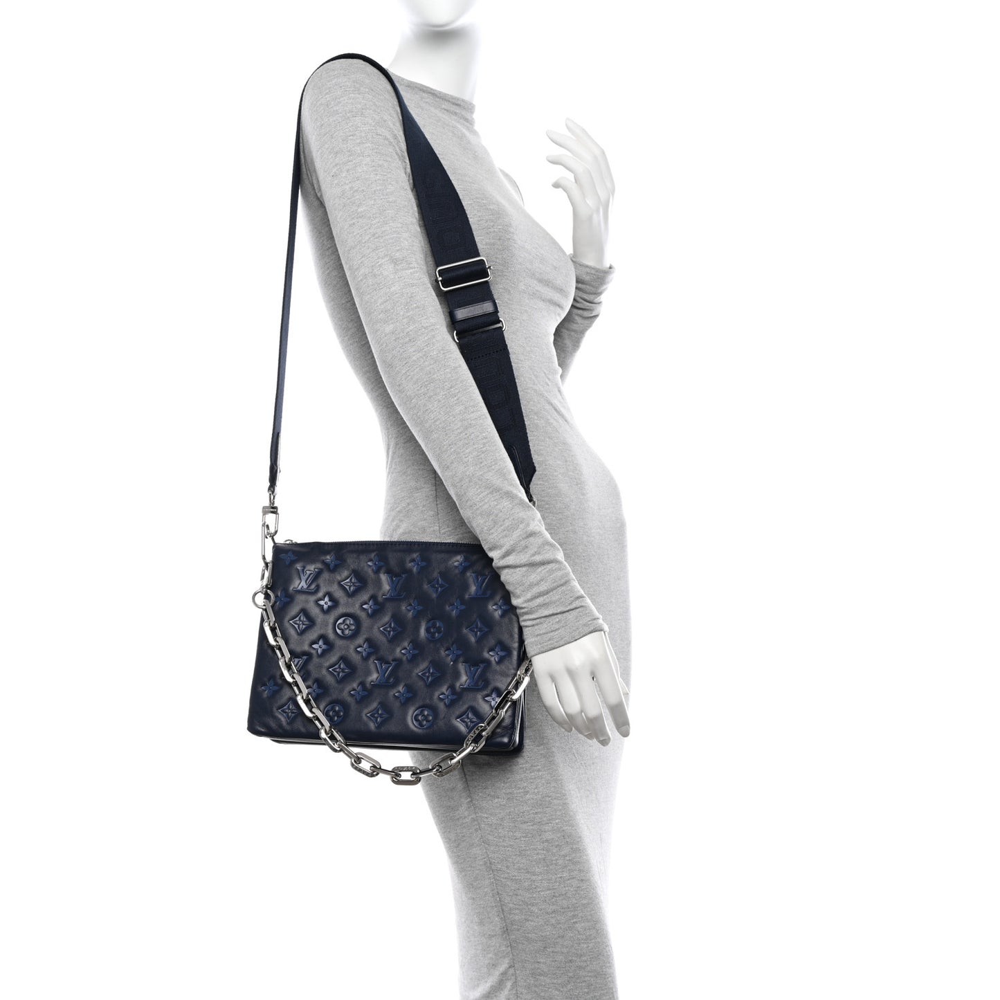 Lambskin Embossed Monogram Coussin PM Navy