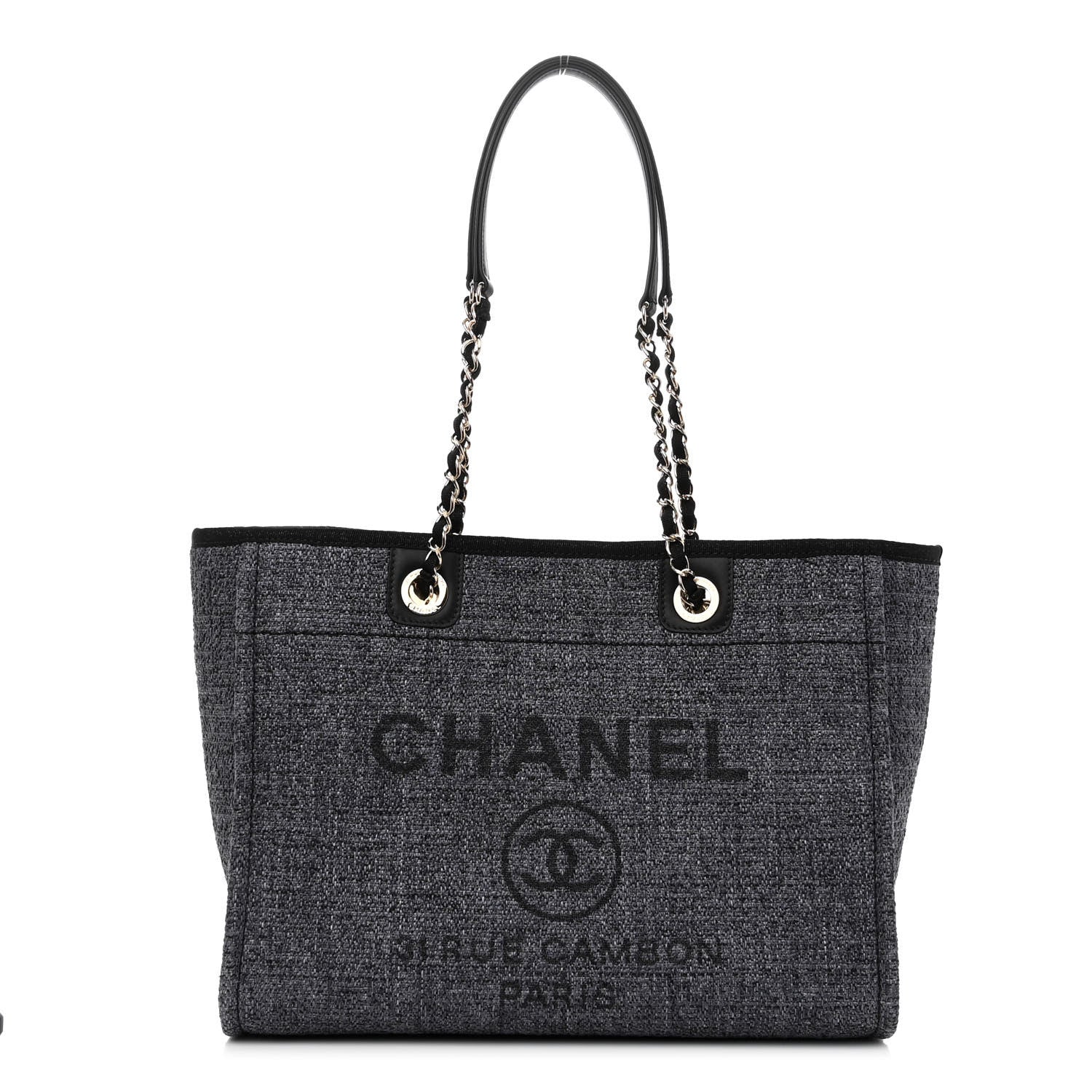Chanel Lurex Boucle Small Deauville Tote Black 1 of 9