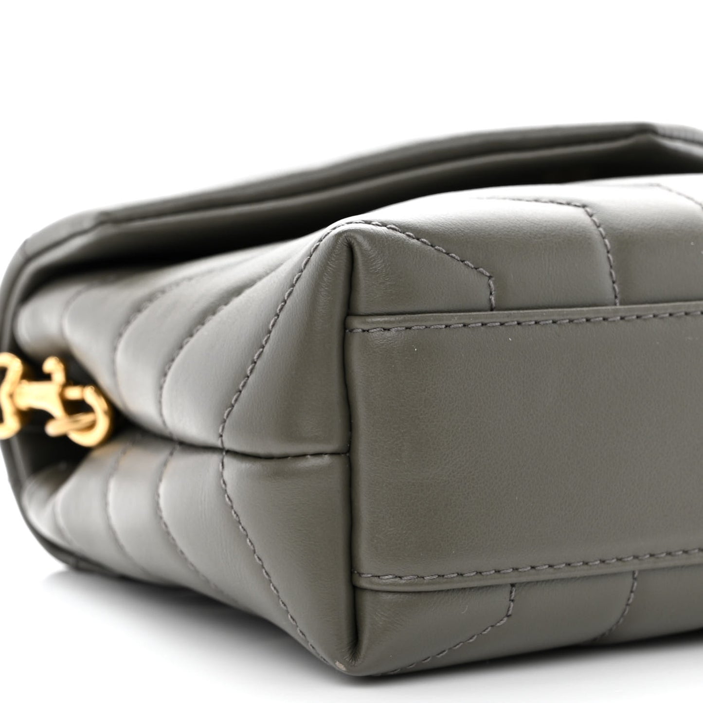 Calfskin Y Quilted Monogram Toy Loulou Crossbody Bag Grey Kaki