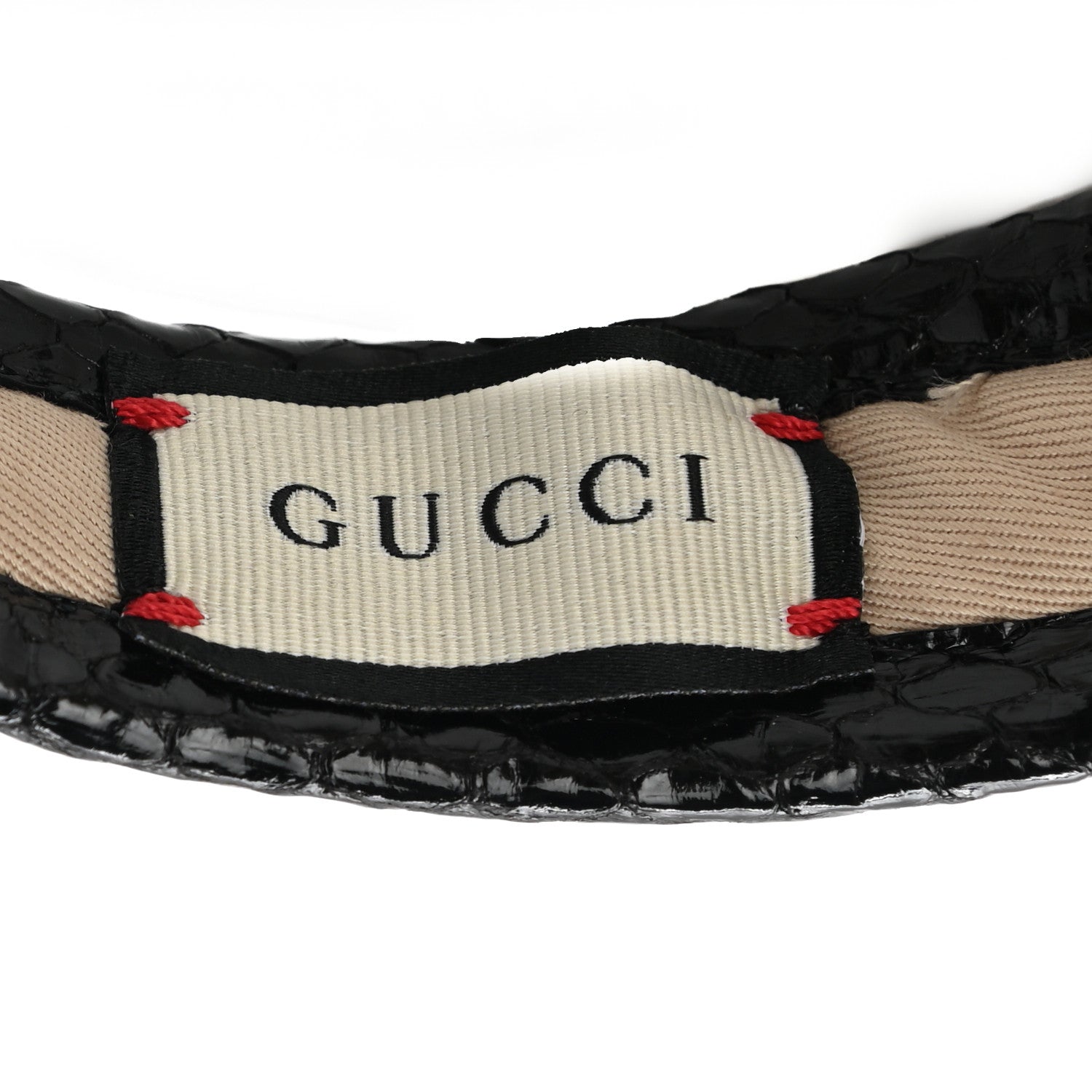 Gucci Raffia Elaphe GG Monogram Embroidered Afraa Visor M Ivory Black 9 of 10