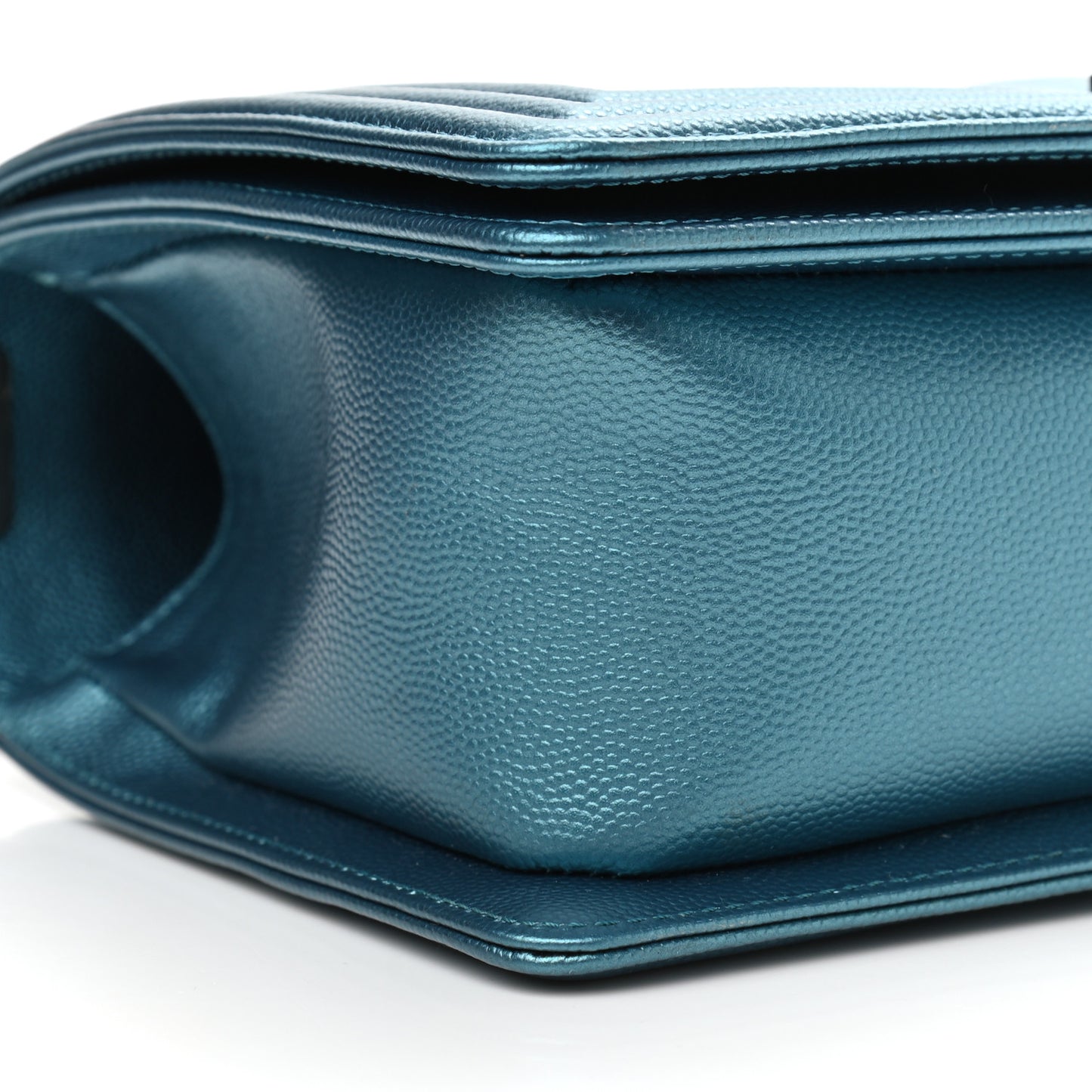 Metallic Caviar Quilted Medium Boy Flap Turquoise