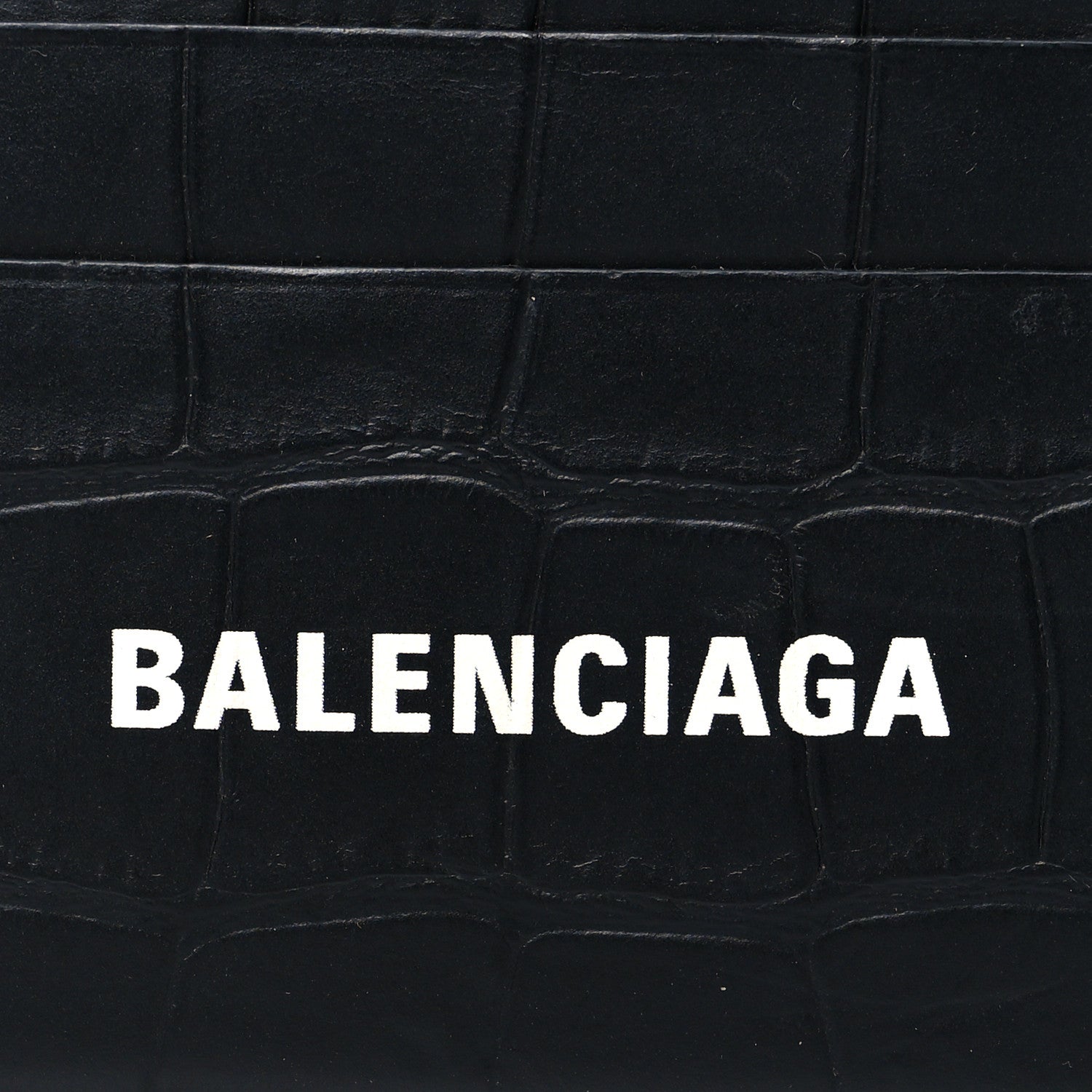 Balenciaga Semi Matte Calfskin Logo Crocodile Embossed Cash Card Holder Black 8 of 8
