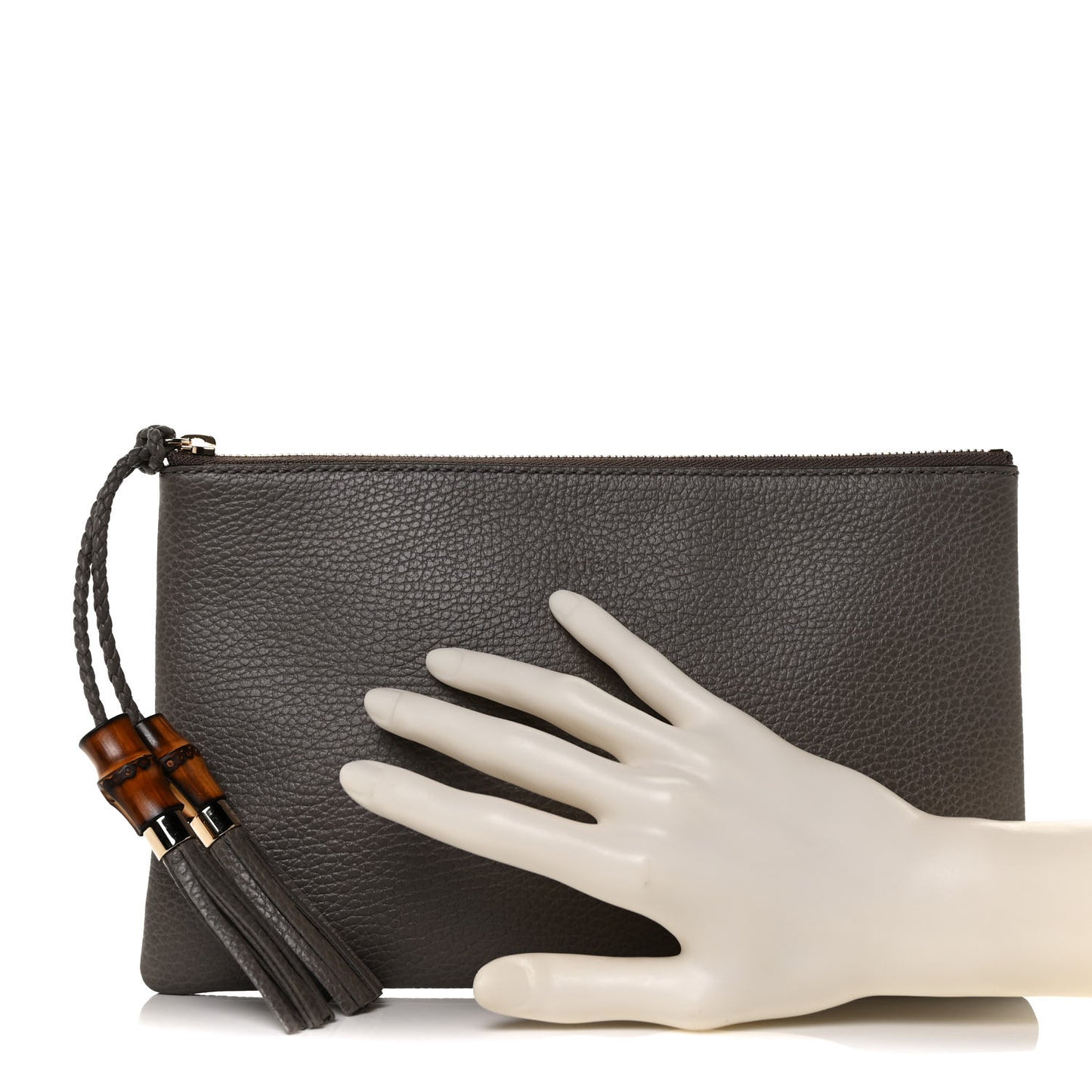 Calfskin Large Bamboo Clutch Grey