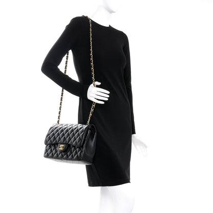 Chanel Lambskin Quilted Jumbo Double Flap Black 2 of 13