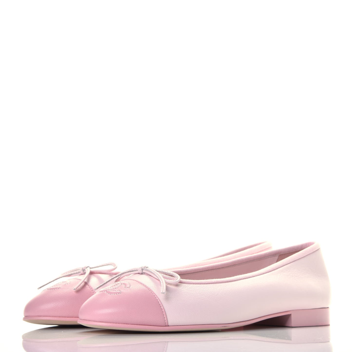 Lambskin CC Cap Toe Ballerina Flats 37.5 Pink Light Pink