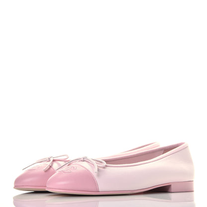 Chanel Lambskin CC Cap Toe Ballerina Flats 37.5 Pink Light Pink 3 of 10