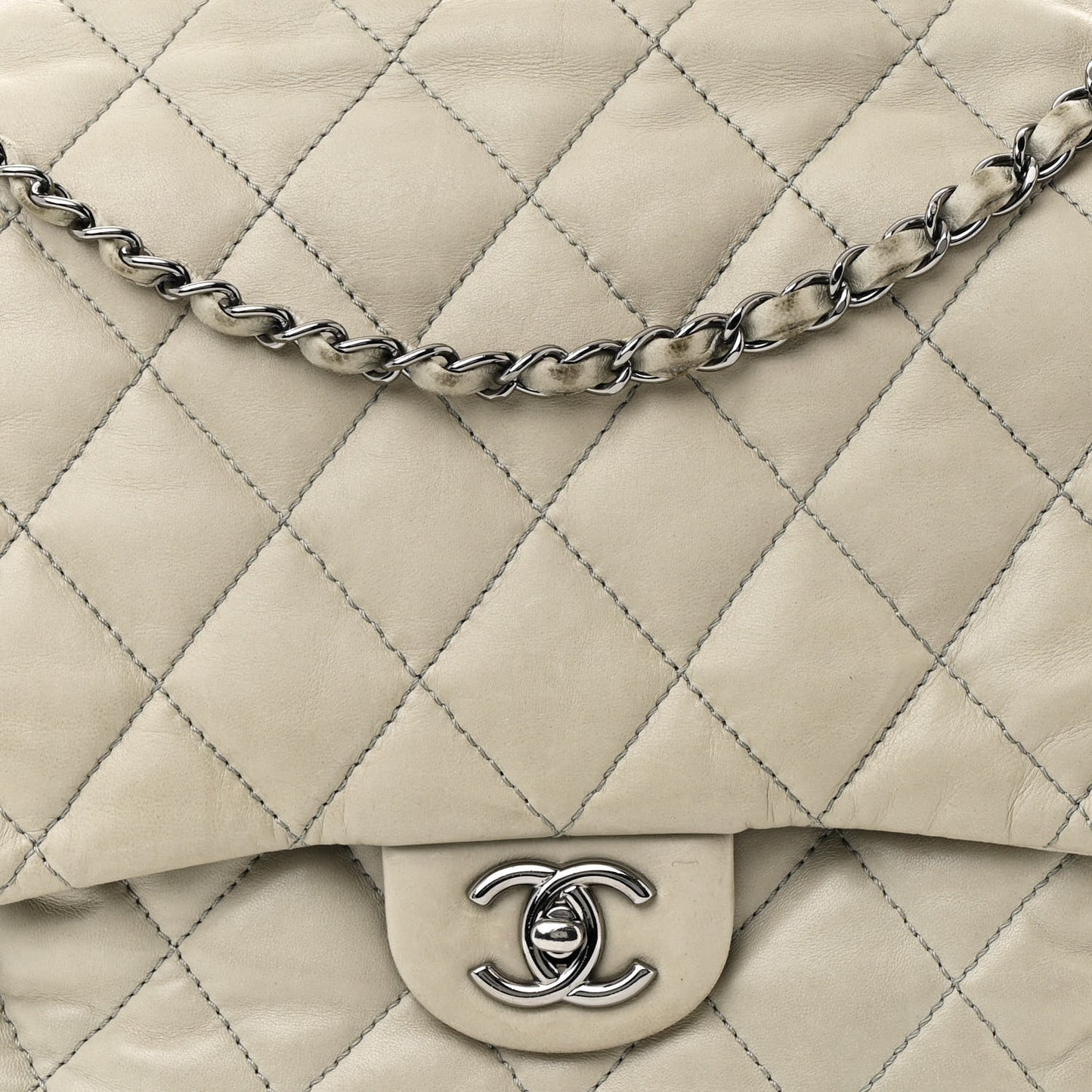 Lambskin Maxi Quilted Chanel 3 Flap Bag Grey