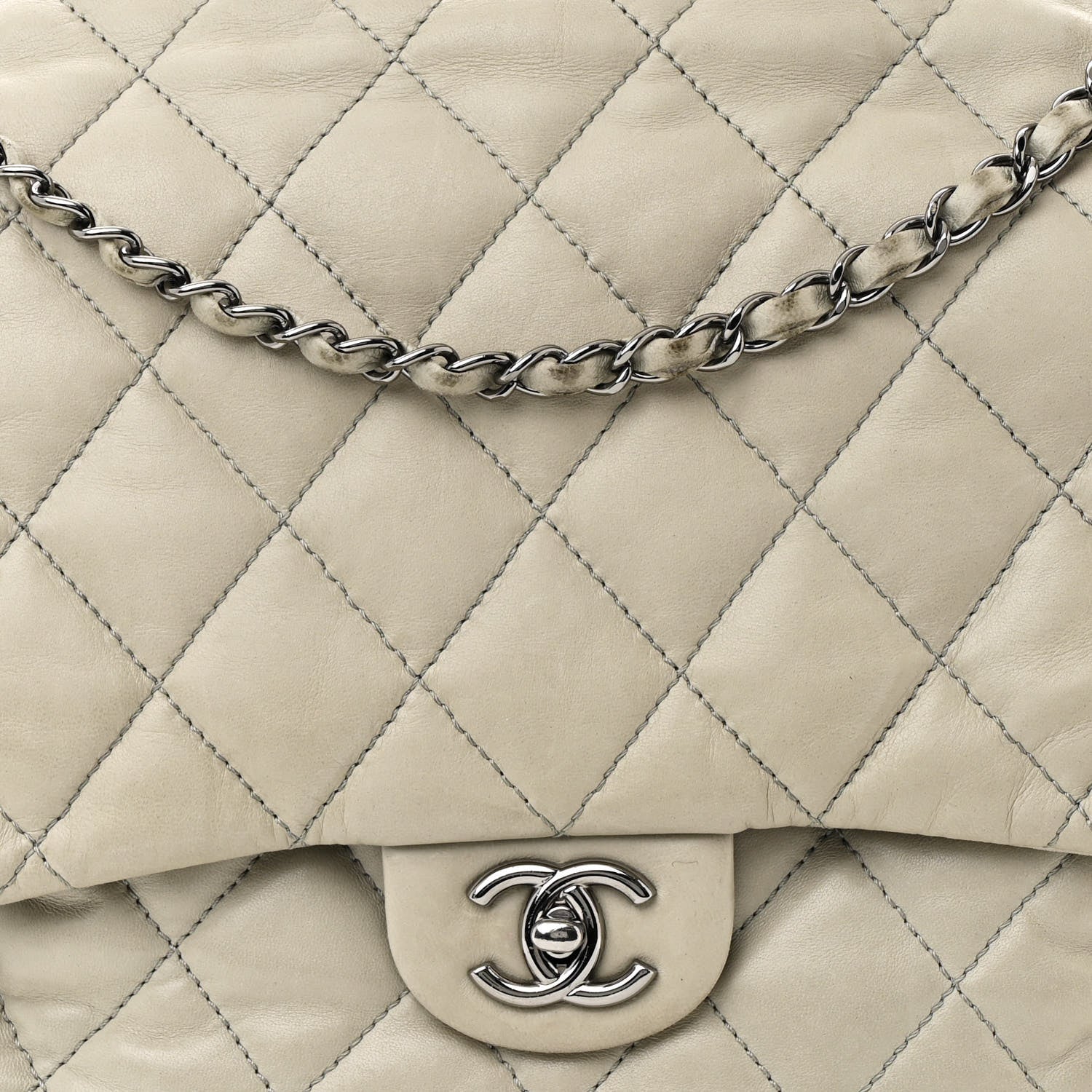 Chanel Lambskin Maxi Quilted Chanel 3 Flap Bag Grey 10 of 25
