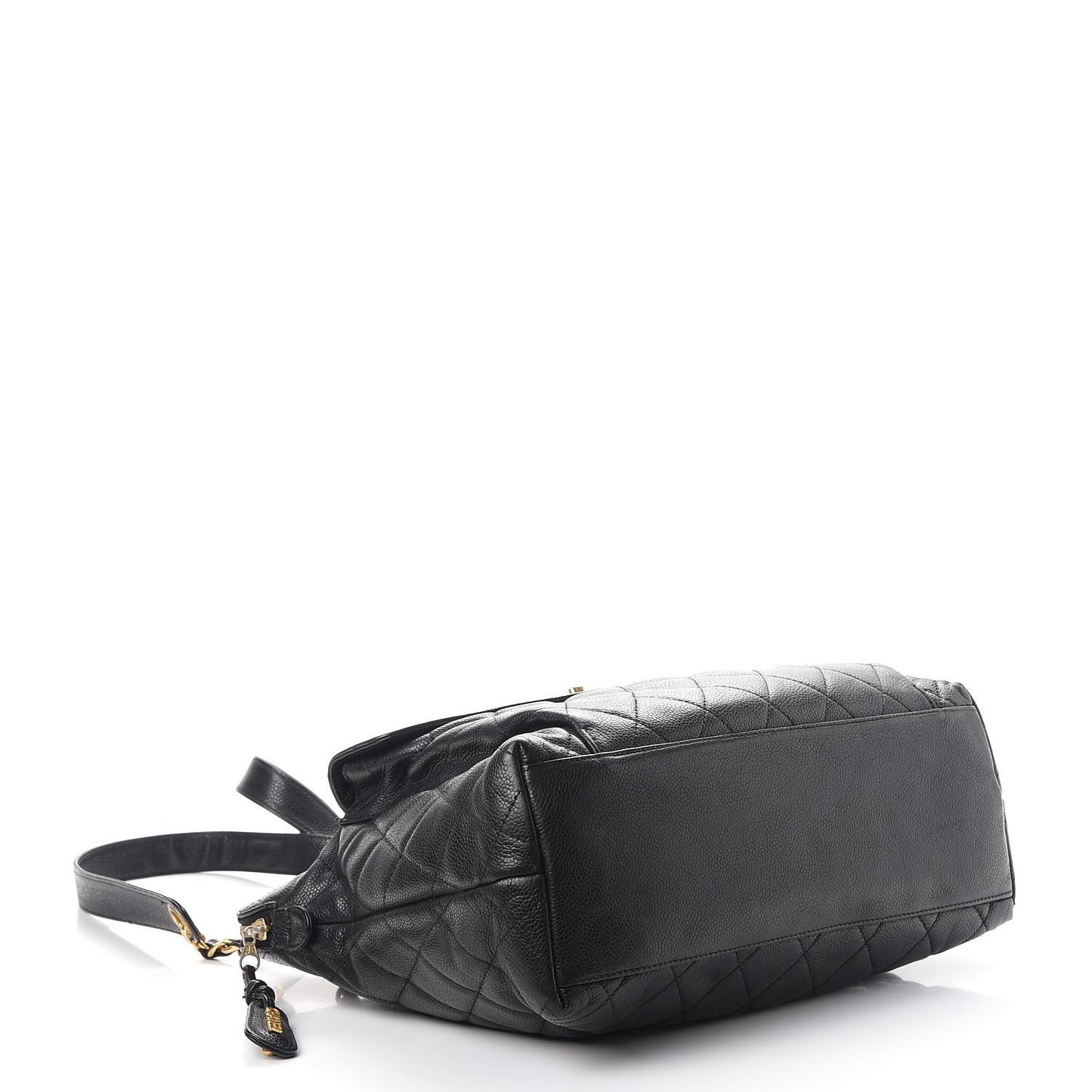 Caviar Quilted Flap Shoulder Bag Black