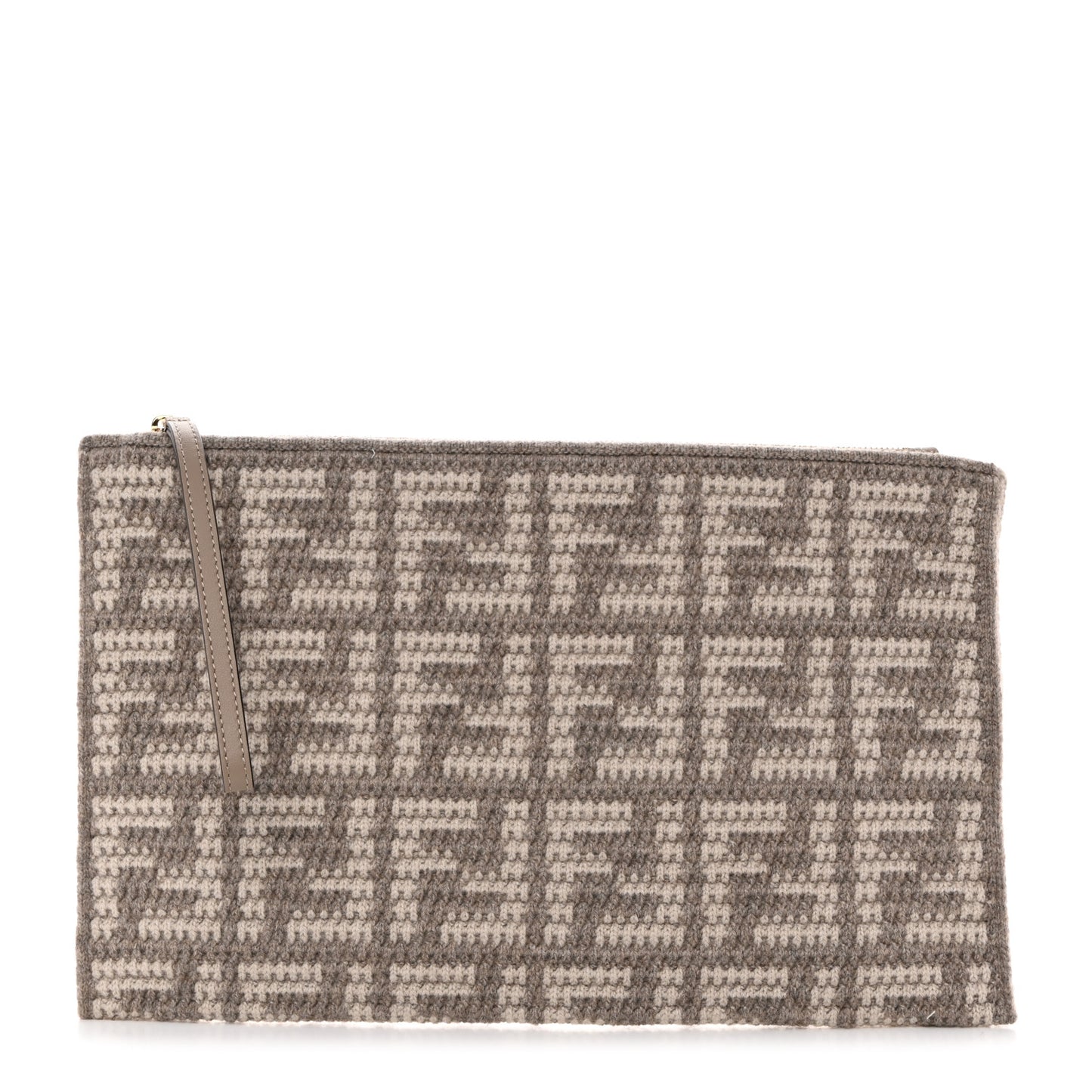 Fabric Calfskin FF Woven Large Flat Pouch Corda