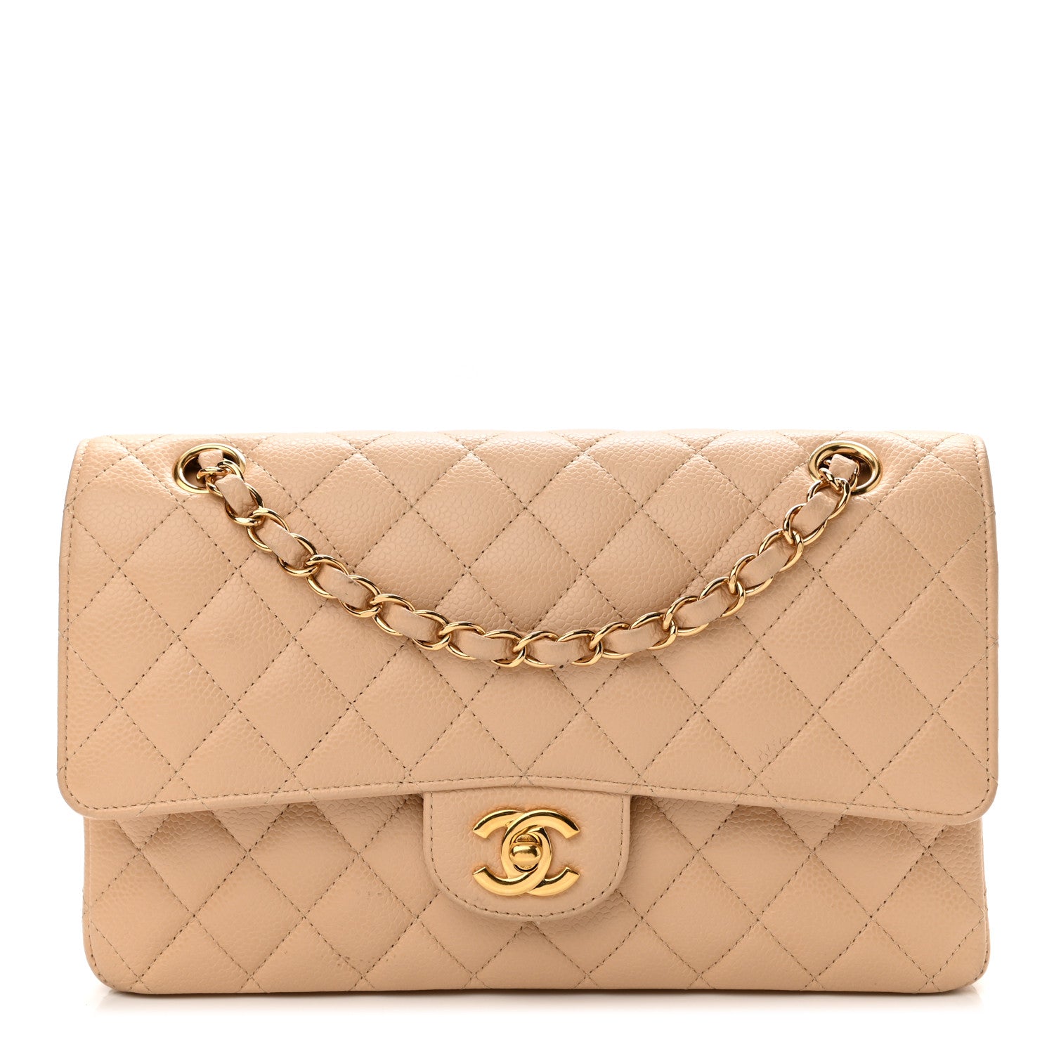 Chanel Caviar Quilted Medium Double Flap Beige 1 of 10