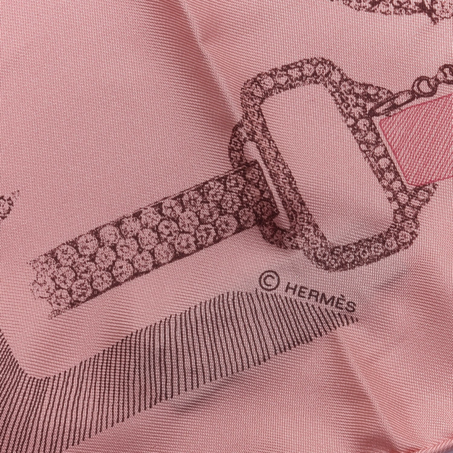 Hermes Silk Our Line Etude Pour Une Parure De Gala Scarf 90 Rose Ballerine Taupe Framboise 4 of 4