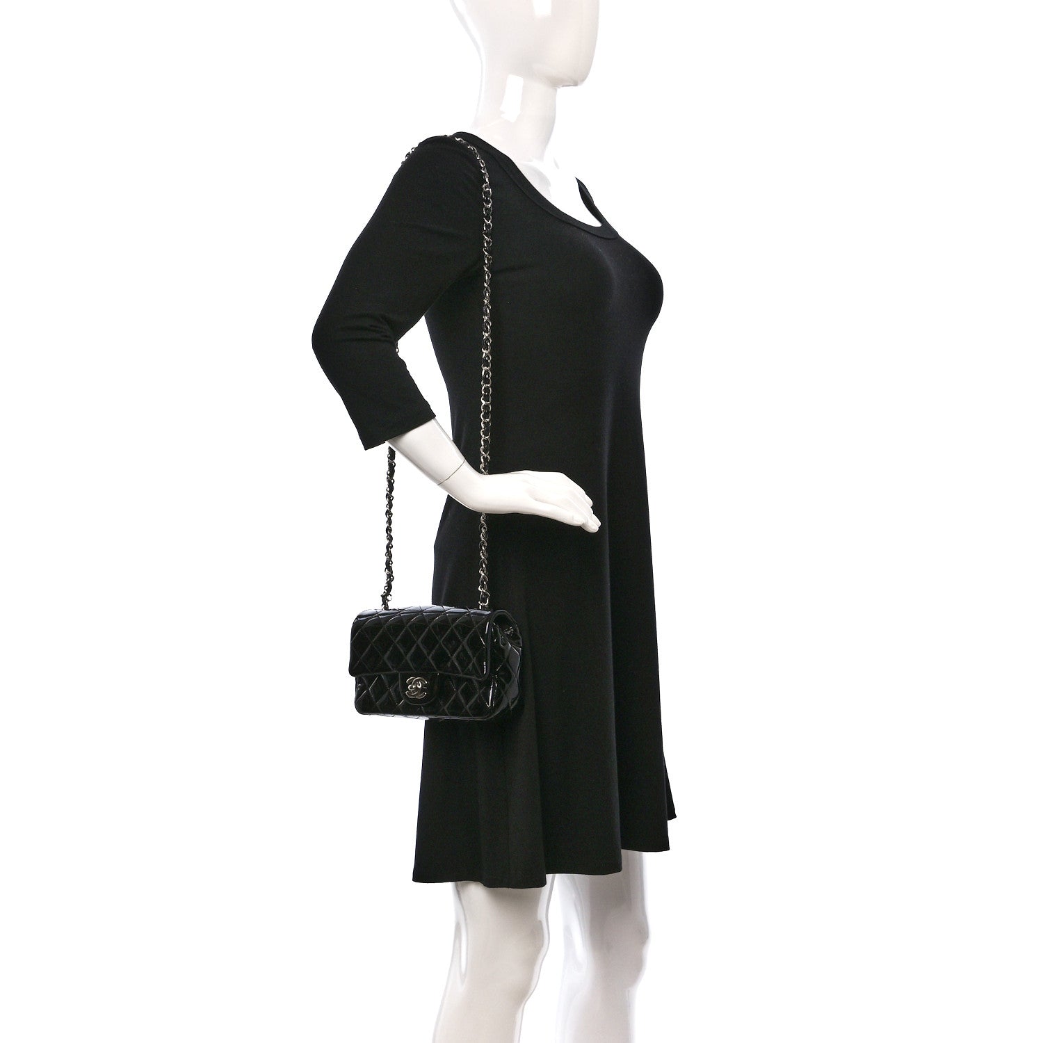 Chanel Patent Calfskin Quilted Mini Rectangular Flap Black 2 of 11