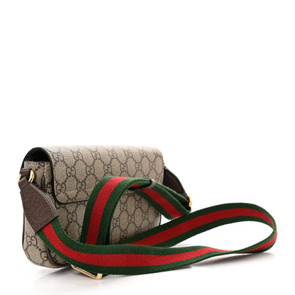 Gucci GG Supreme Monogram Textured Dollar Calfskin Web Mini Ophidia Envelope Shoulder Bag Beige Ebony 3 of 11