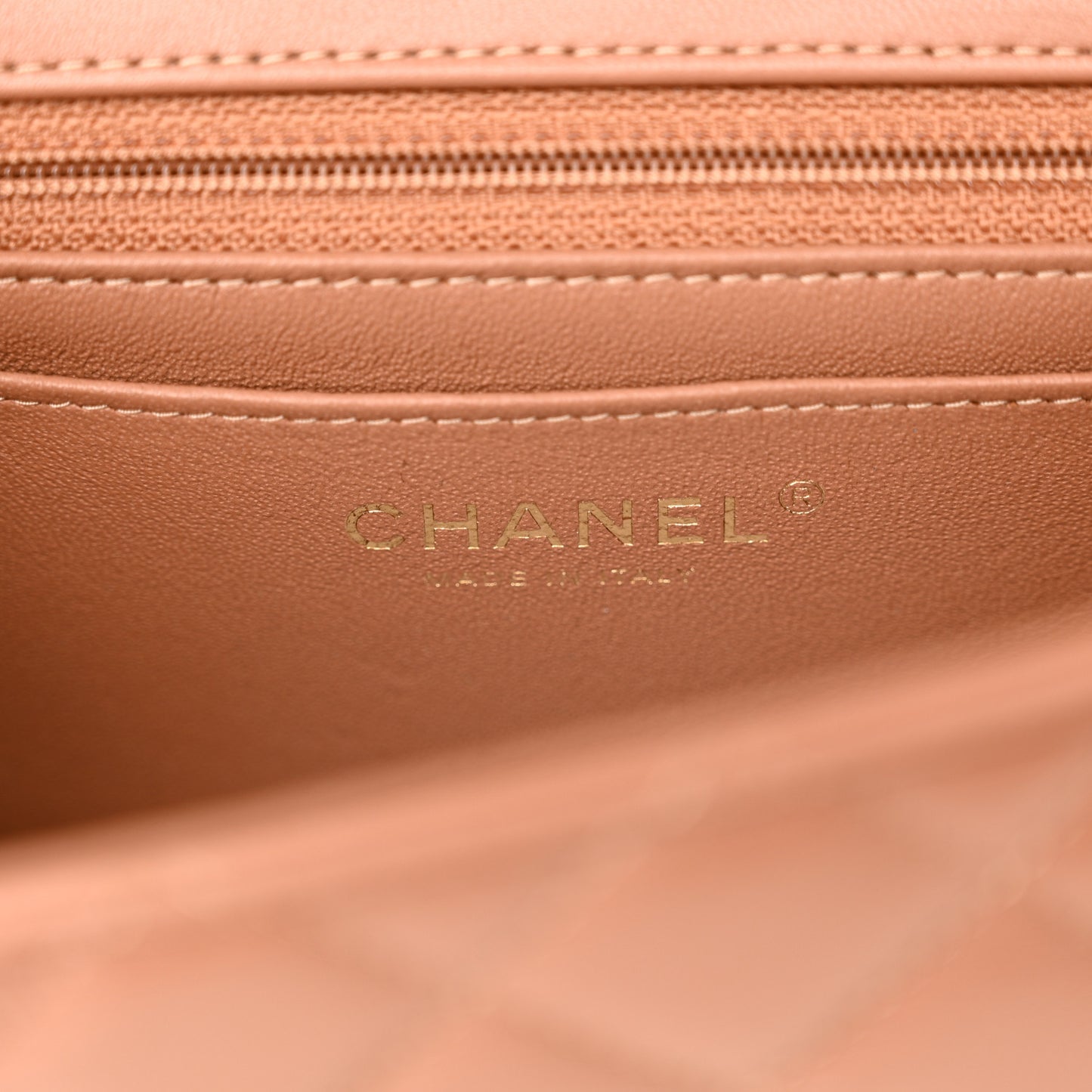 Lambskin Quilted Mini Rectangular Flap Brown