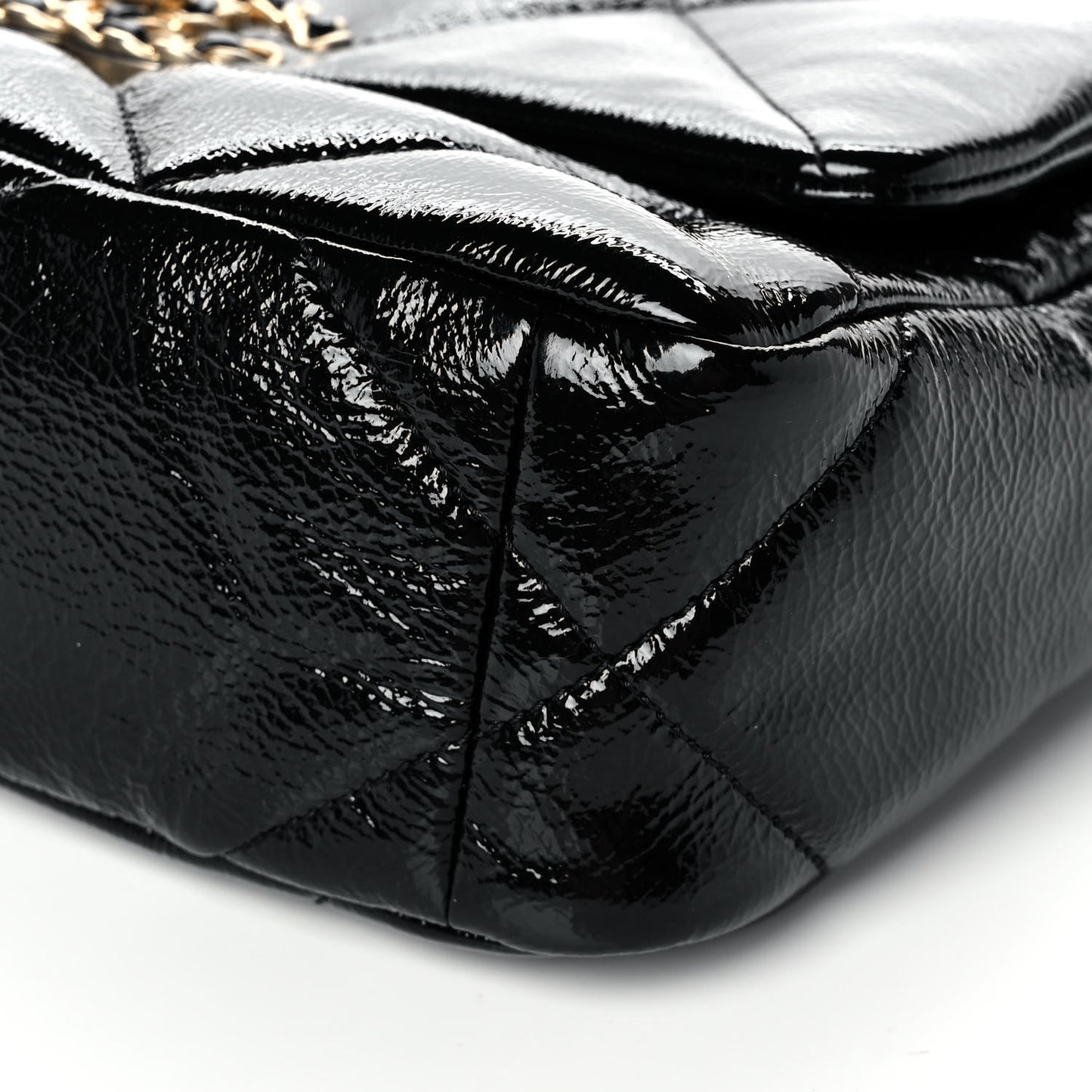Shiny Crumpled Calfskin Quilted Medium Chanel 19 Flap Black