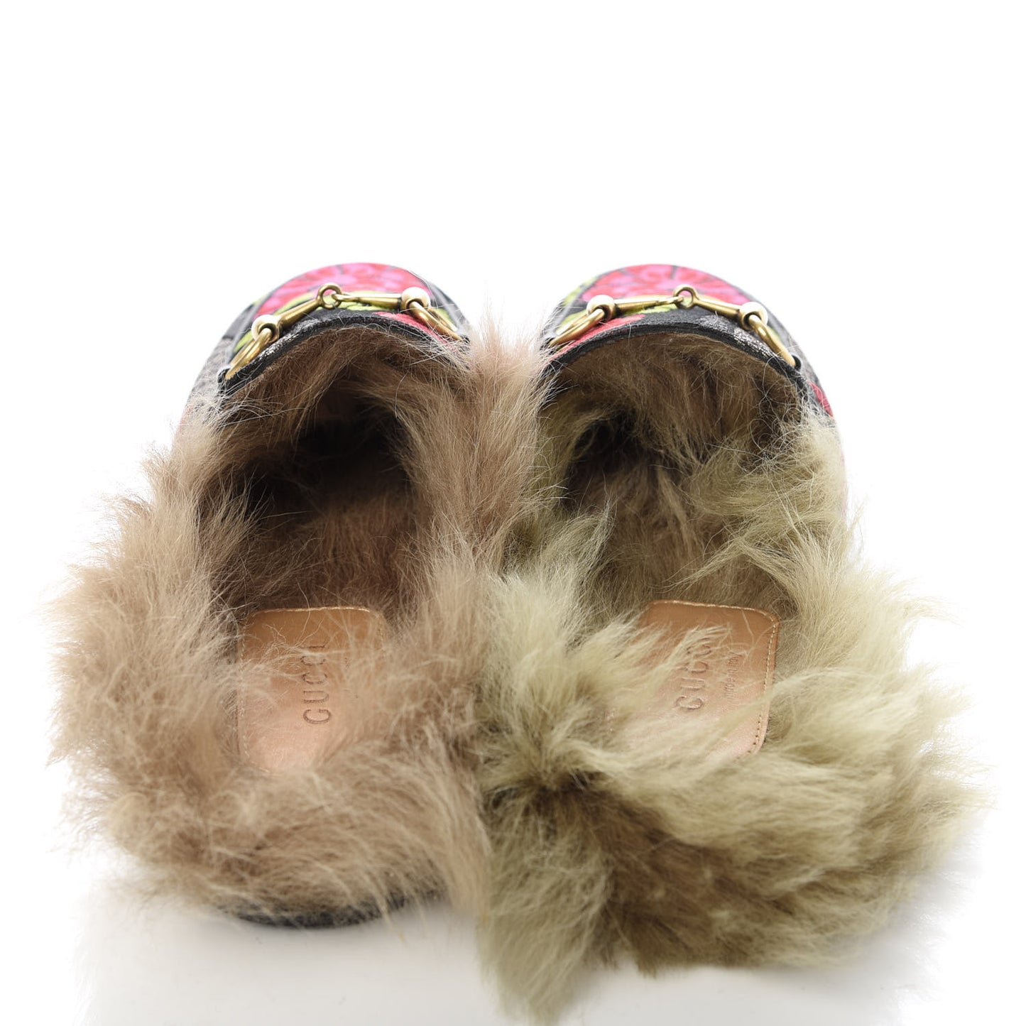 Brocade Fur Floral Womens Princetown Slippers 35 Black Anthracite