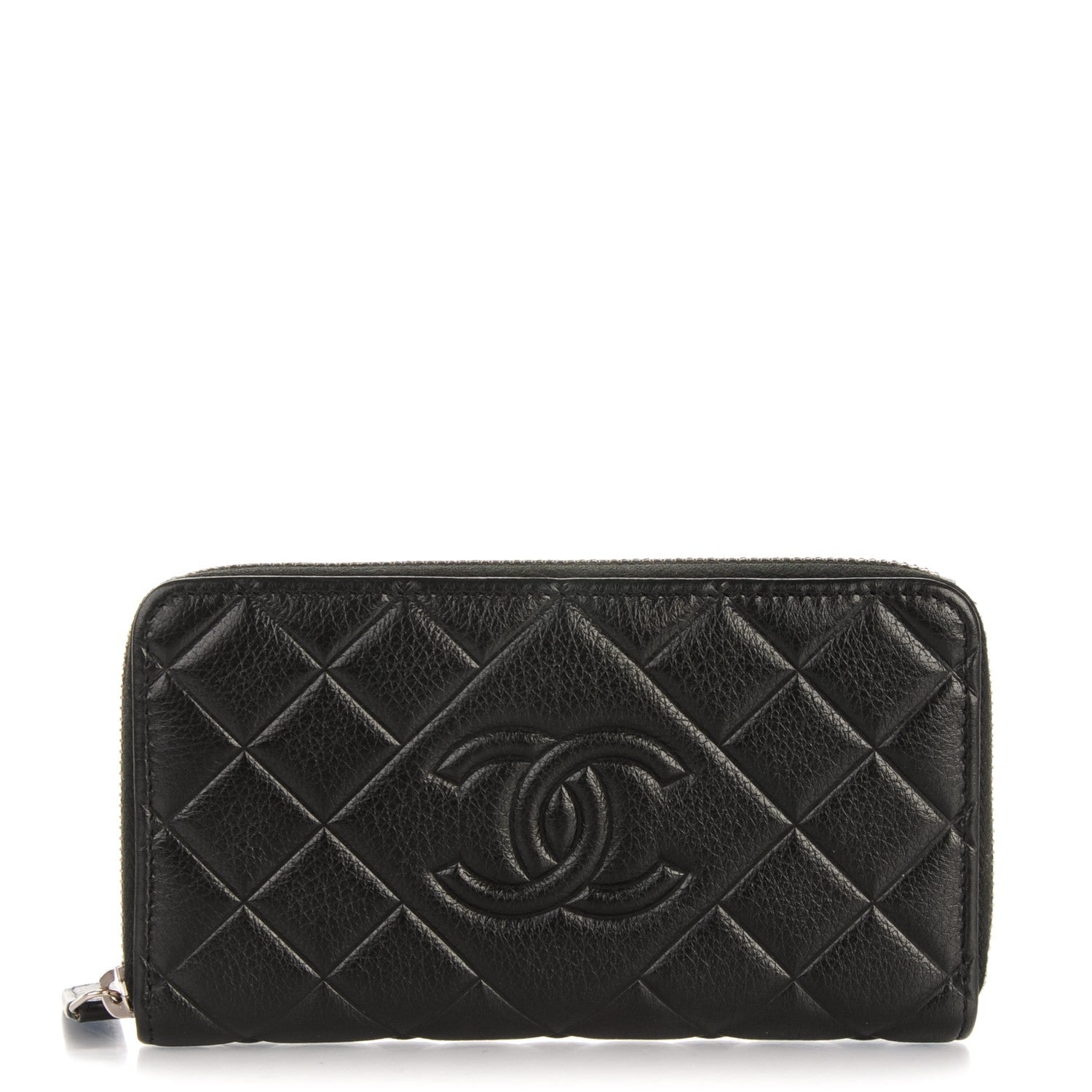 Chanel Calfskin Quilted Small CC Zip Around Wallet Black 1 of 8