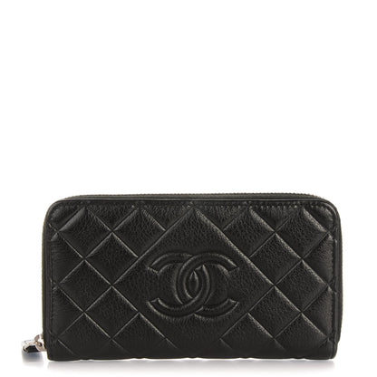 Chanel Calfskin Quilted Small CC Zip Around Wallet Black 1 of 8