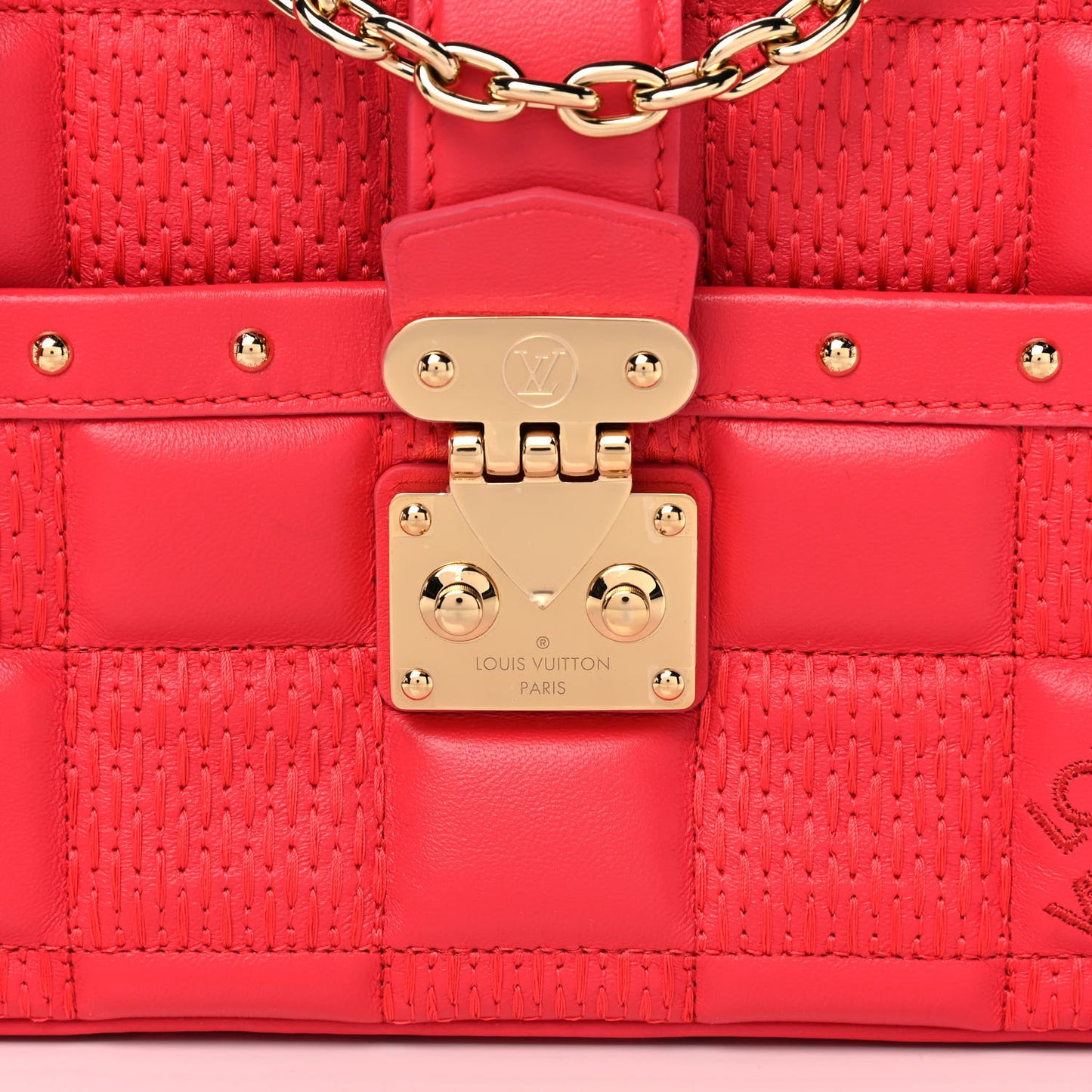 Lambskin Damier Quilt Troca PM Rose