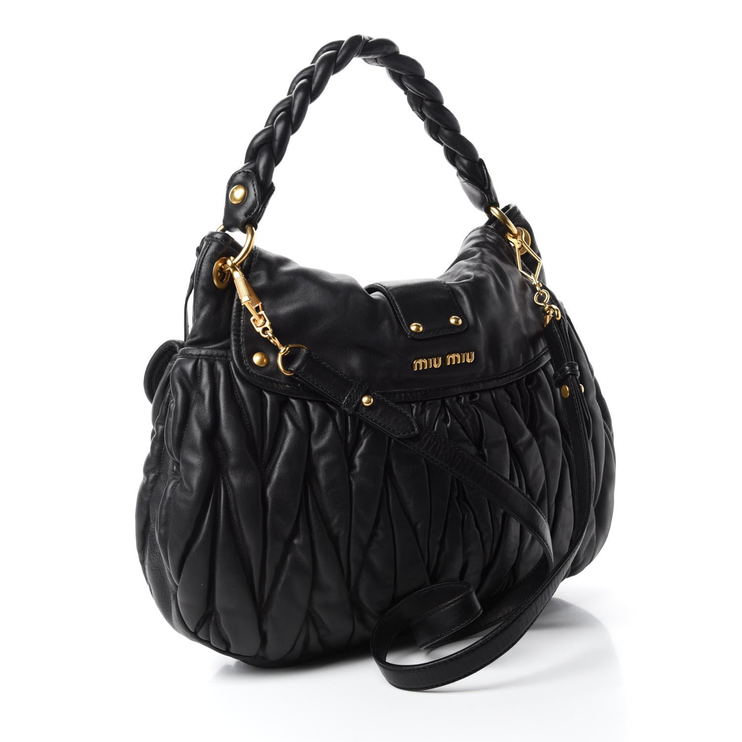 Miu Miu Nappa Matelasse Coffer Hobo Black 3 of 11
