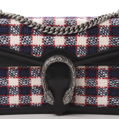 Gucci Vintage Tweed Check Small Dionysus Shoulder Bag White Hibiscus Red Marine 8 of 11