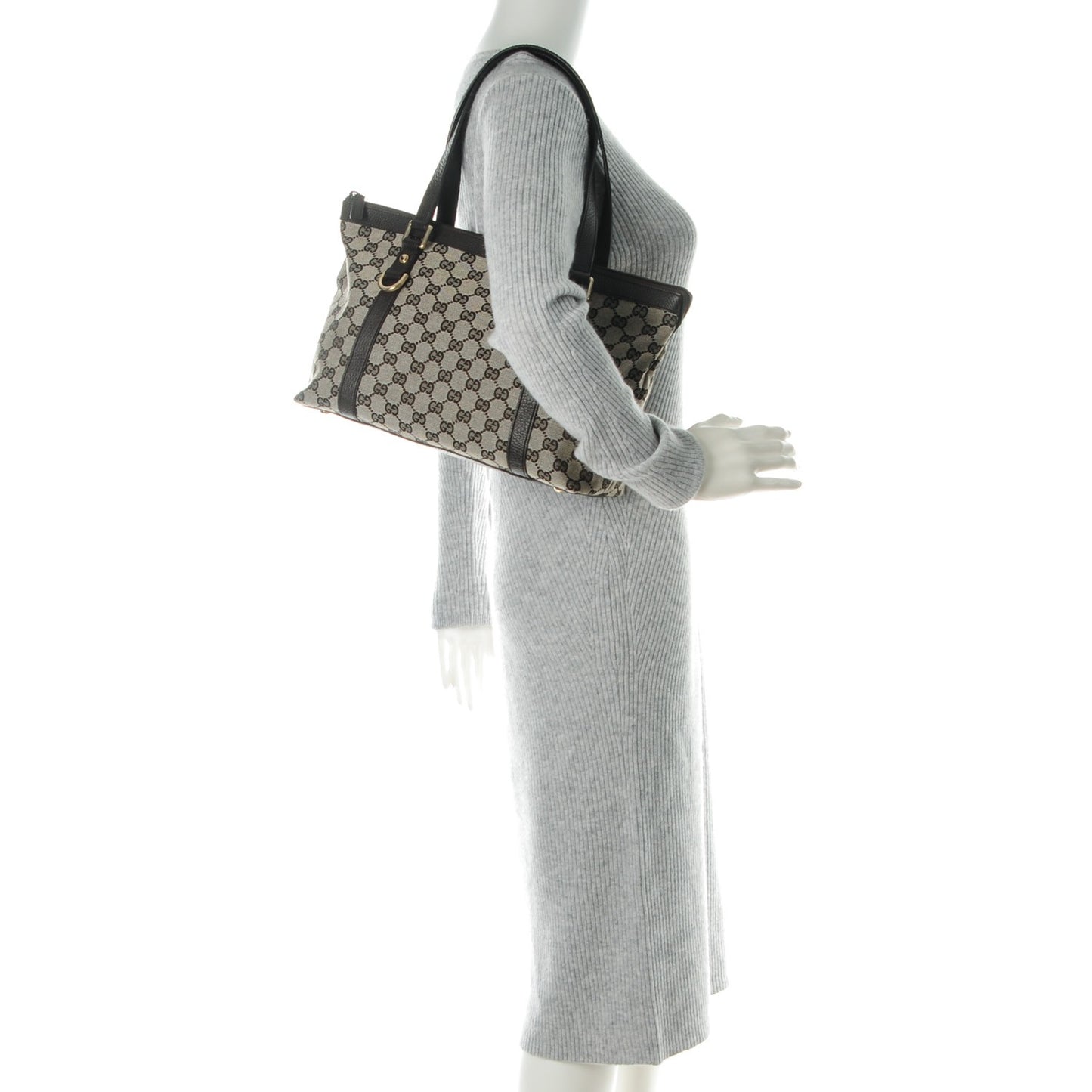 Monogram Medium Abbey Tote Dark Brown