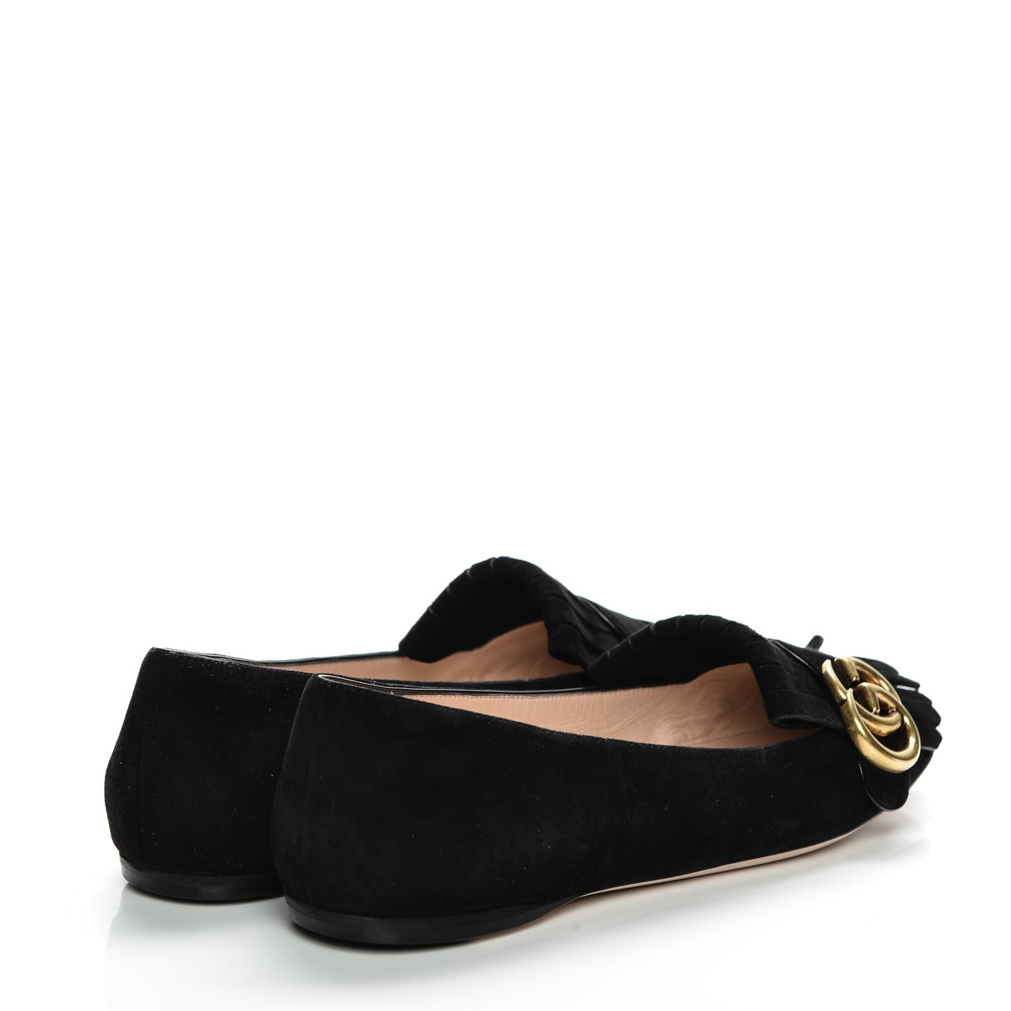 Kid Scamosciato GG Marmont Fringe Flats 36 Black